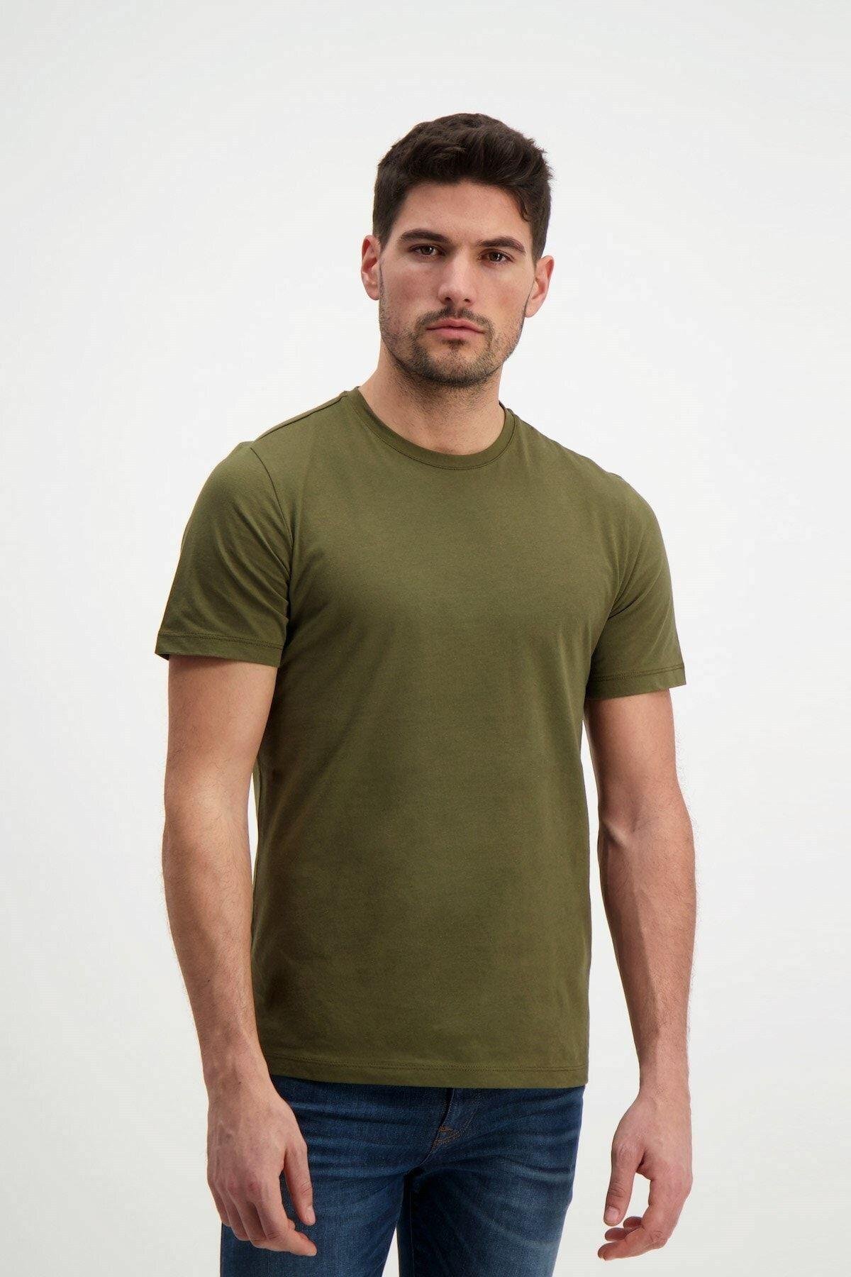 Yeşil Erkek Bisiklet Yaka Basic T-shirt