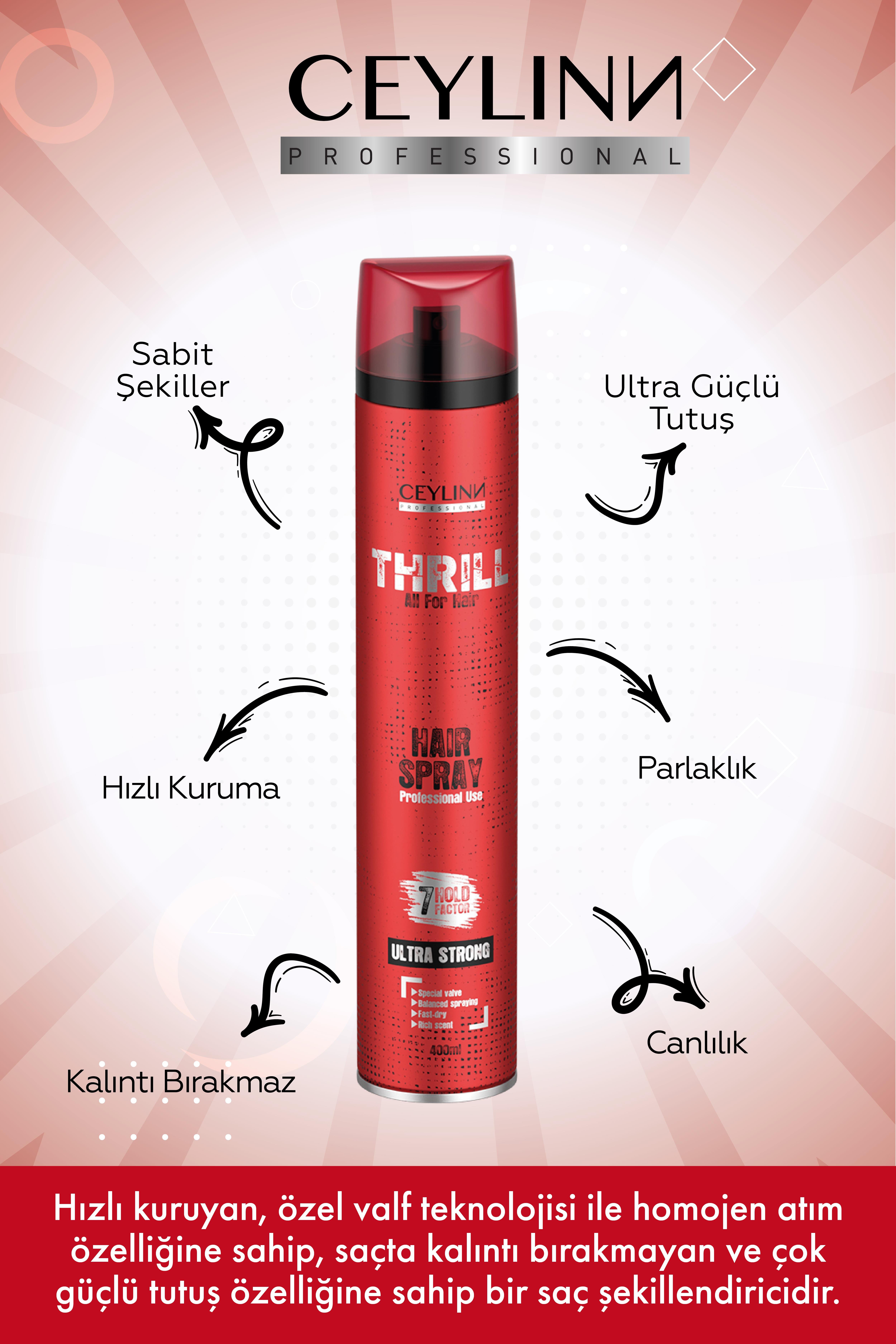 Ceylin Thrill Ultra Strong Saç Spreyi 400 ML