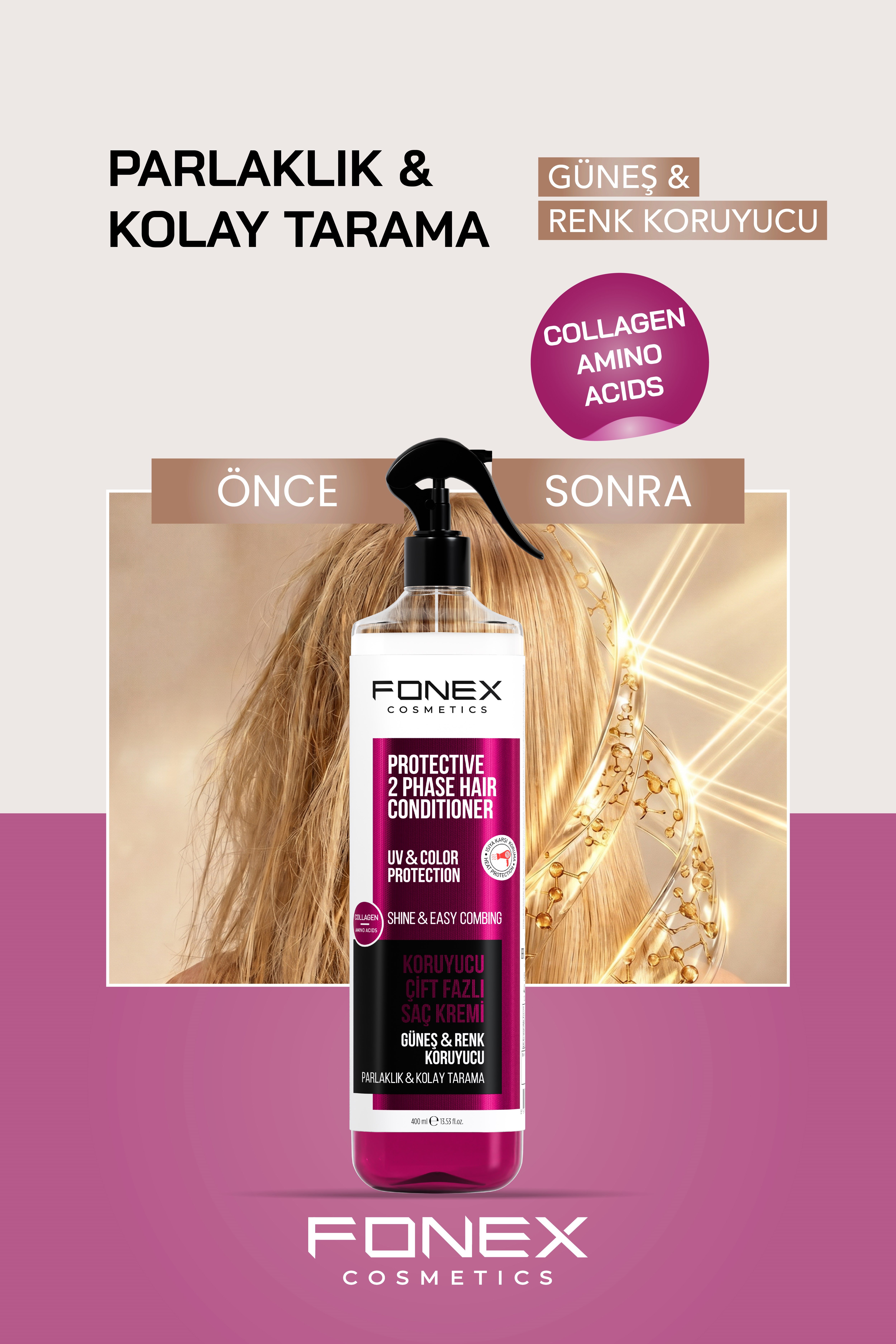 Fonex Çift Fazlı Sıvı Saç Kremi Koruyucu 400 ML 