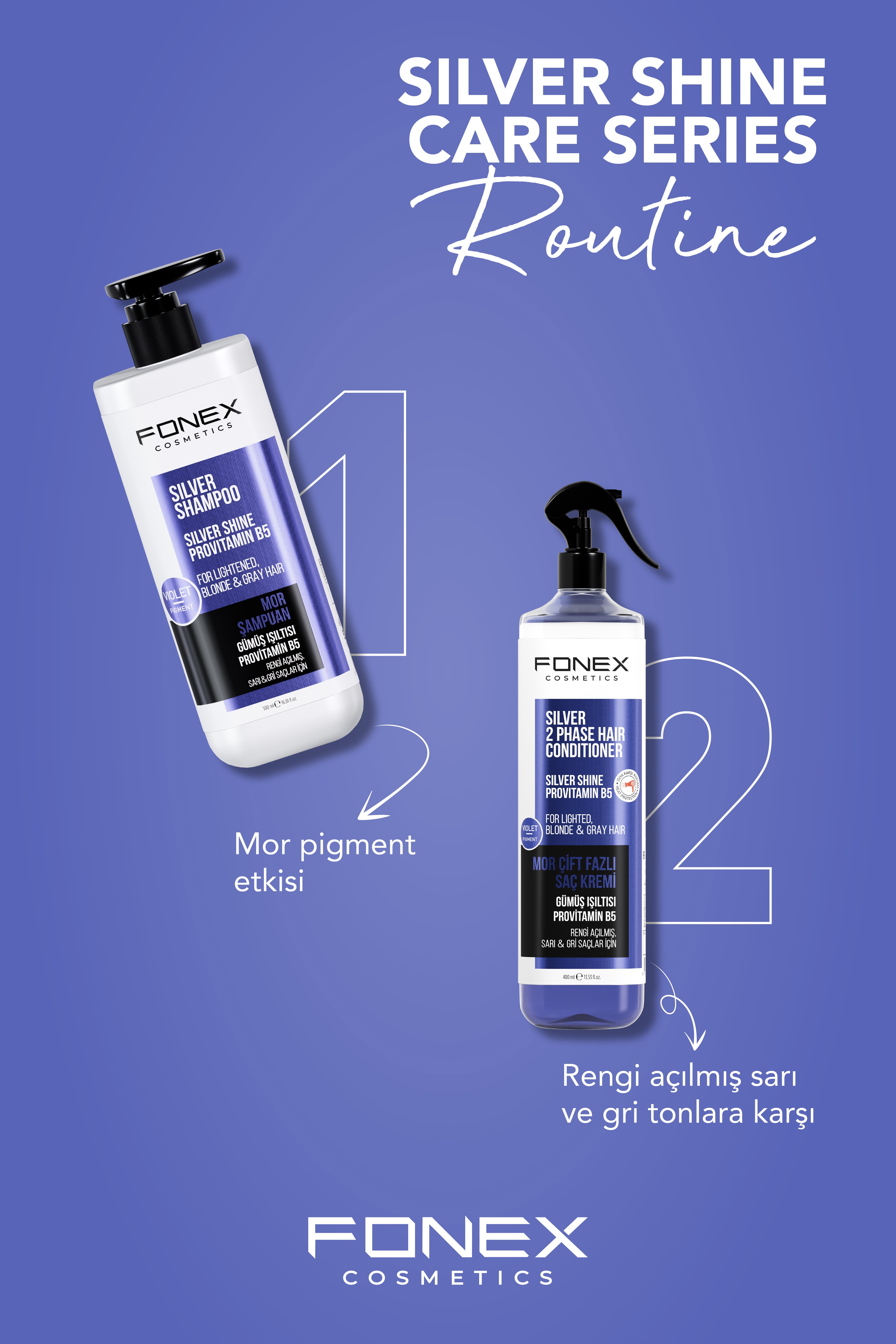 Fonex Çift Fazlı Sıvı Saç Kremi Mor 400 ML 