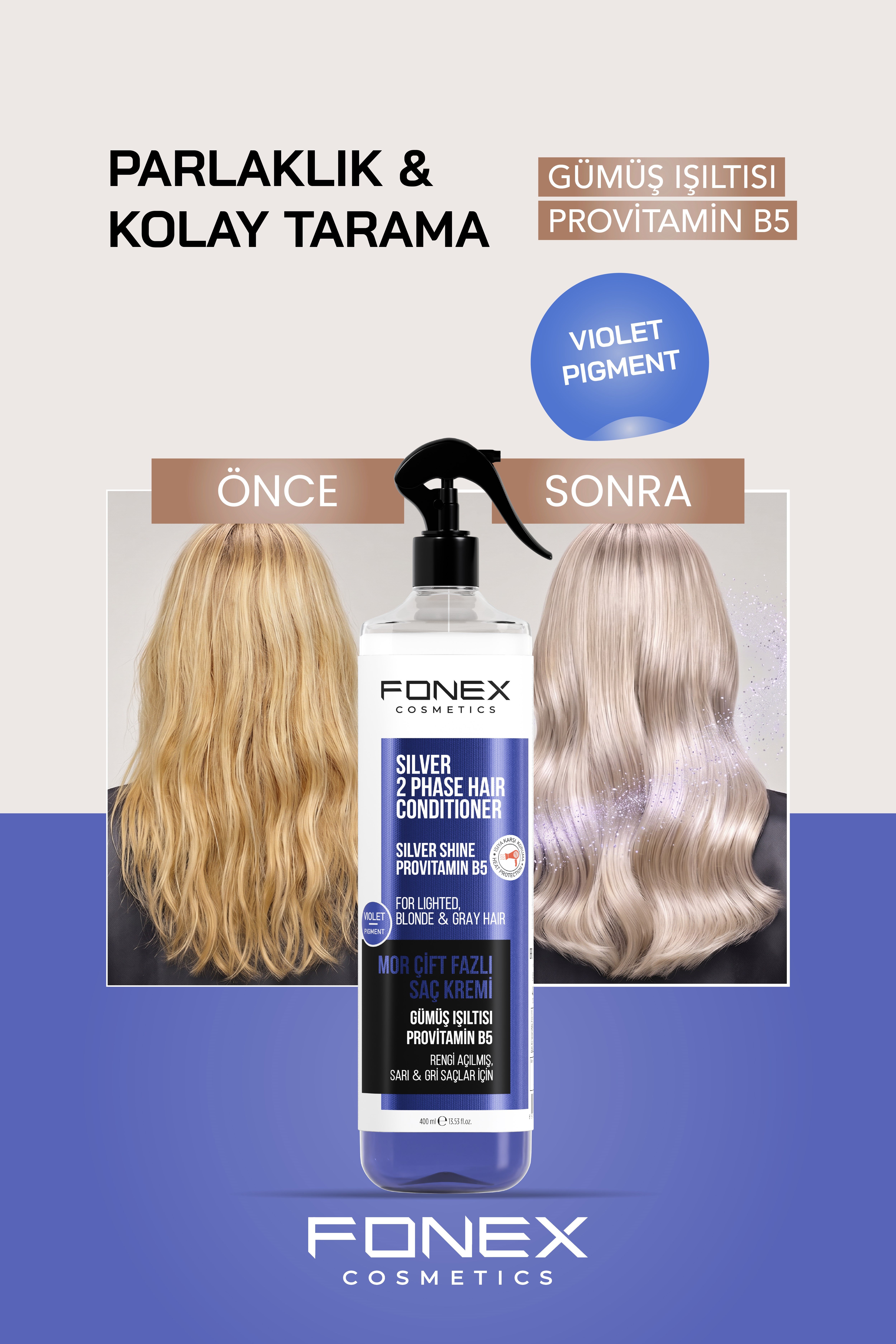 Fonex Çift Fazlı Sıvı Saç Kremi Mor 400 ML 