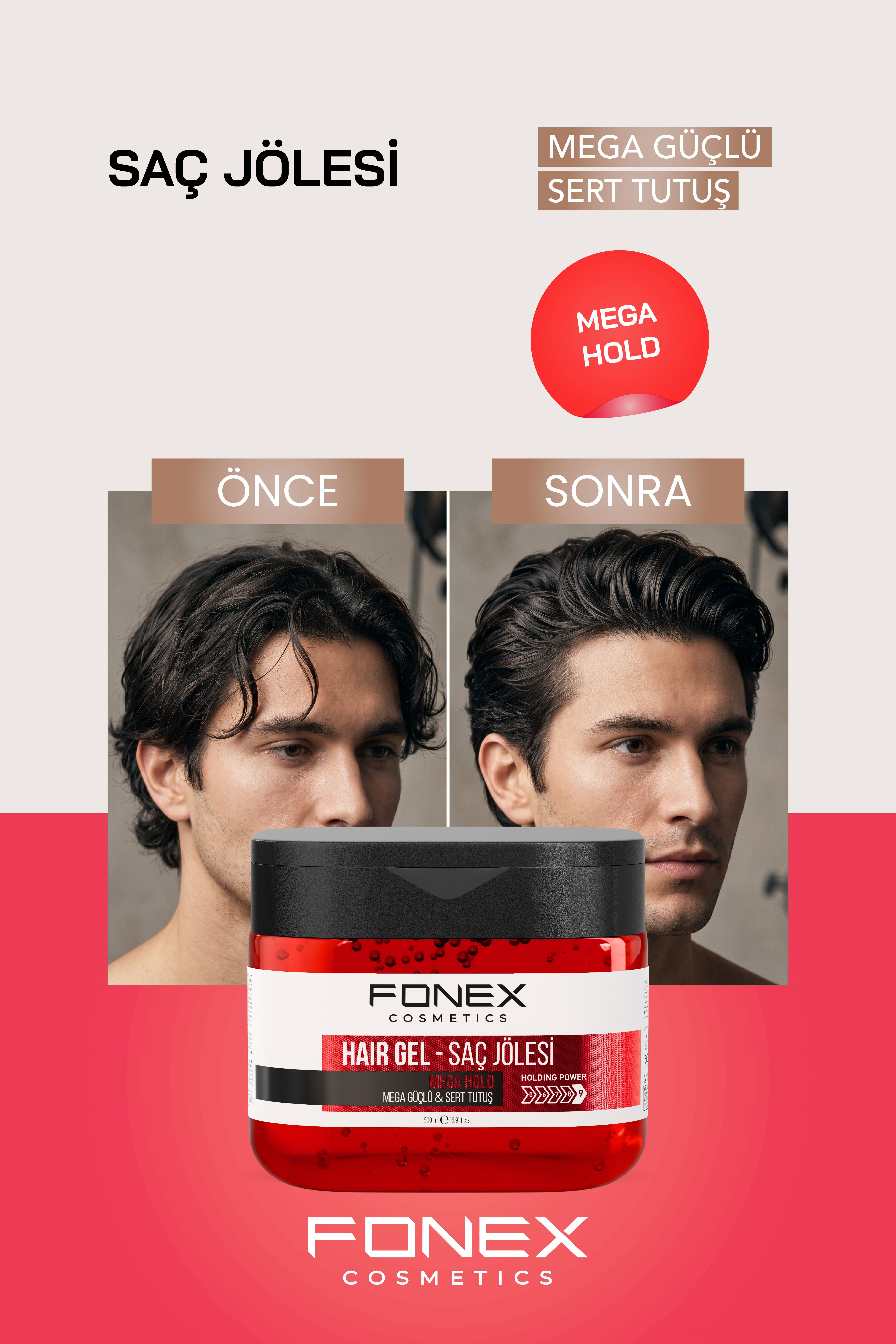 Fonex Saç Jölesi Mega Güçlü - Sert Tutuş 500 ML 