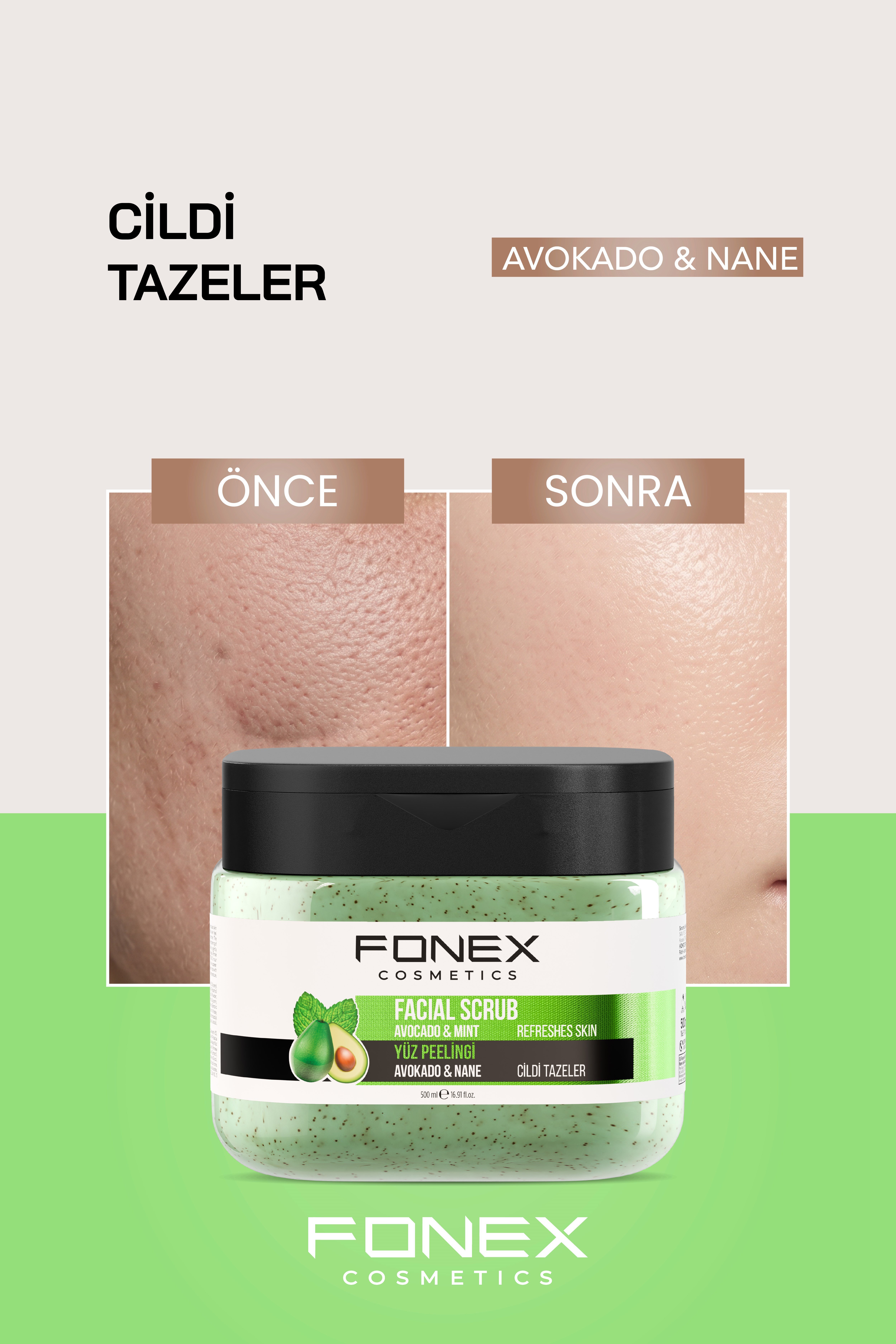 Fonex Yüz Peelingi Avokado - Nane 500 ML 