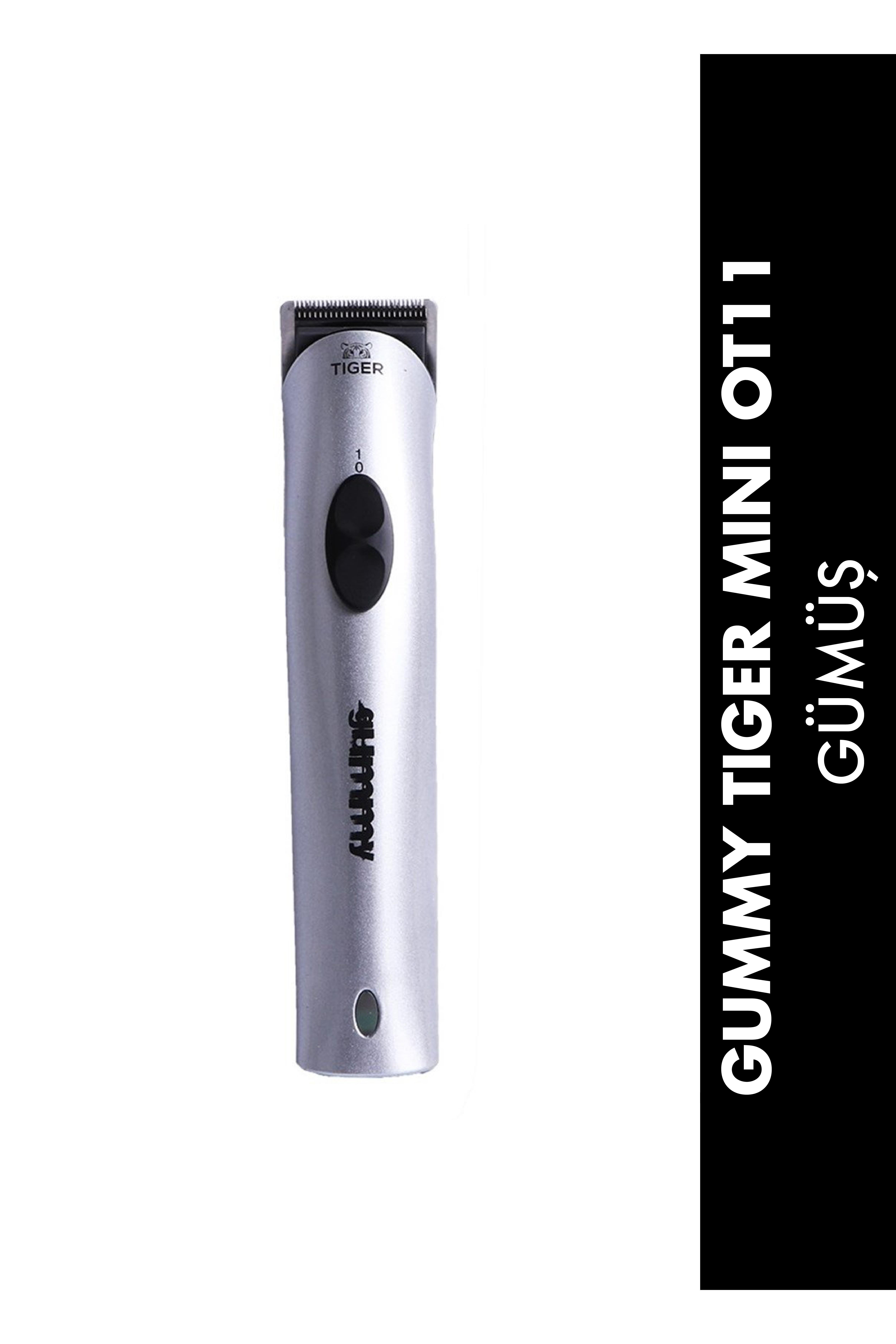 Gummy Tiger Mini OT11 Kablosuz Profesyonel Sakal Kesme Makinasi (Gümüs)