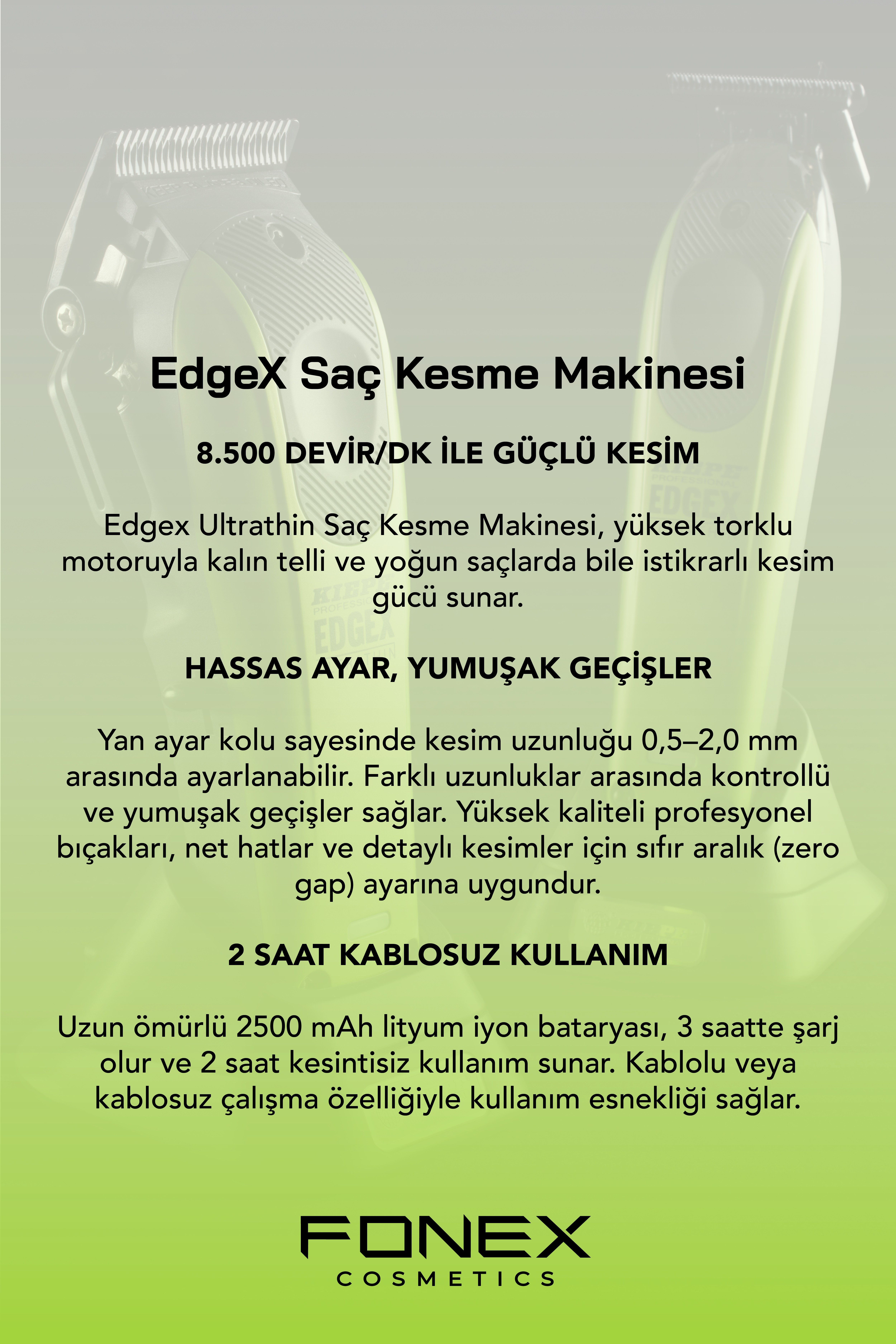 Kiepe 6600.1 EdgeX Saç ve Sakal Kesme Makinasi (Yeşil)