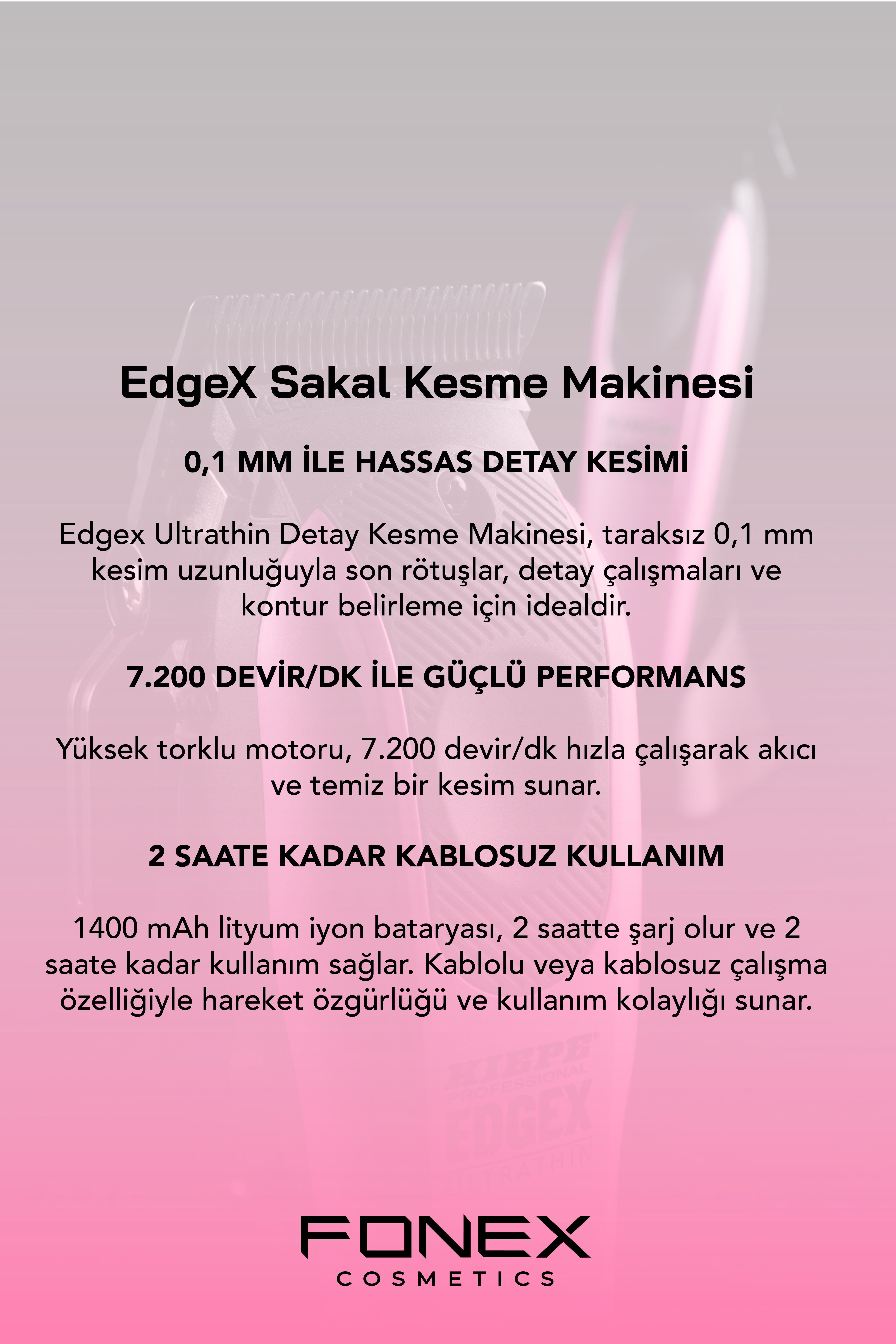 Kiepe 6600.3 EdgeX Saç ve Sakal Kesme Makinasi (Pembe)