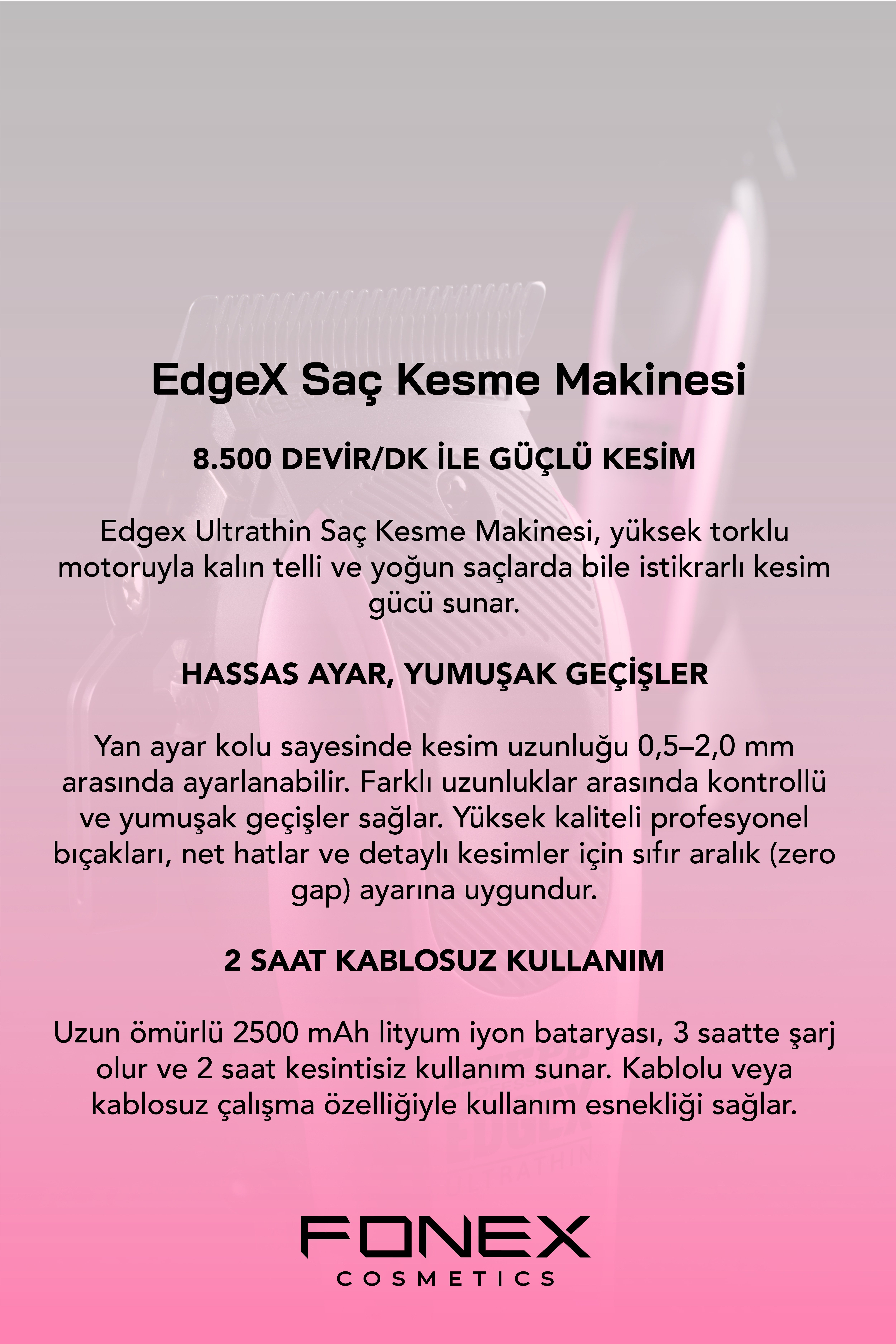 Kiepe 6600.3 EdgeX Saç ve Sakal Kesme Makinasi (Pembe)