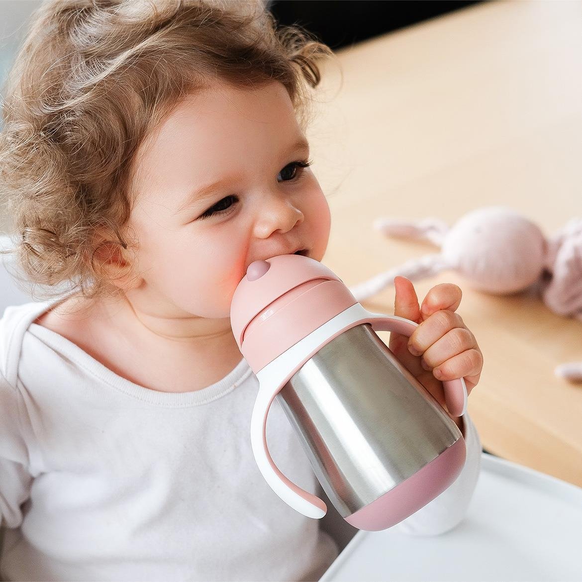 250 ml Çelik Pipetli Suluk Old Pink