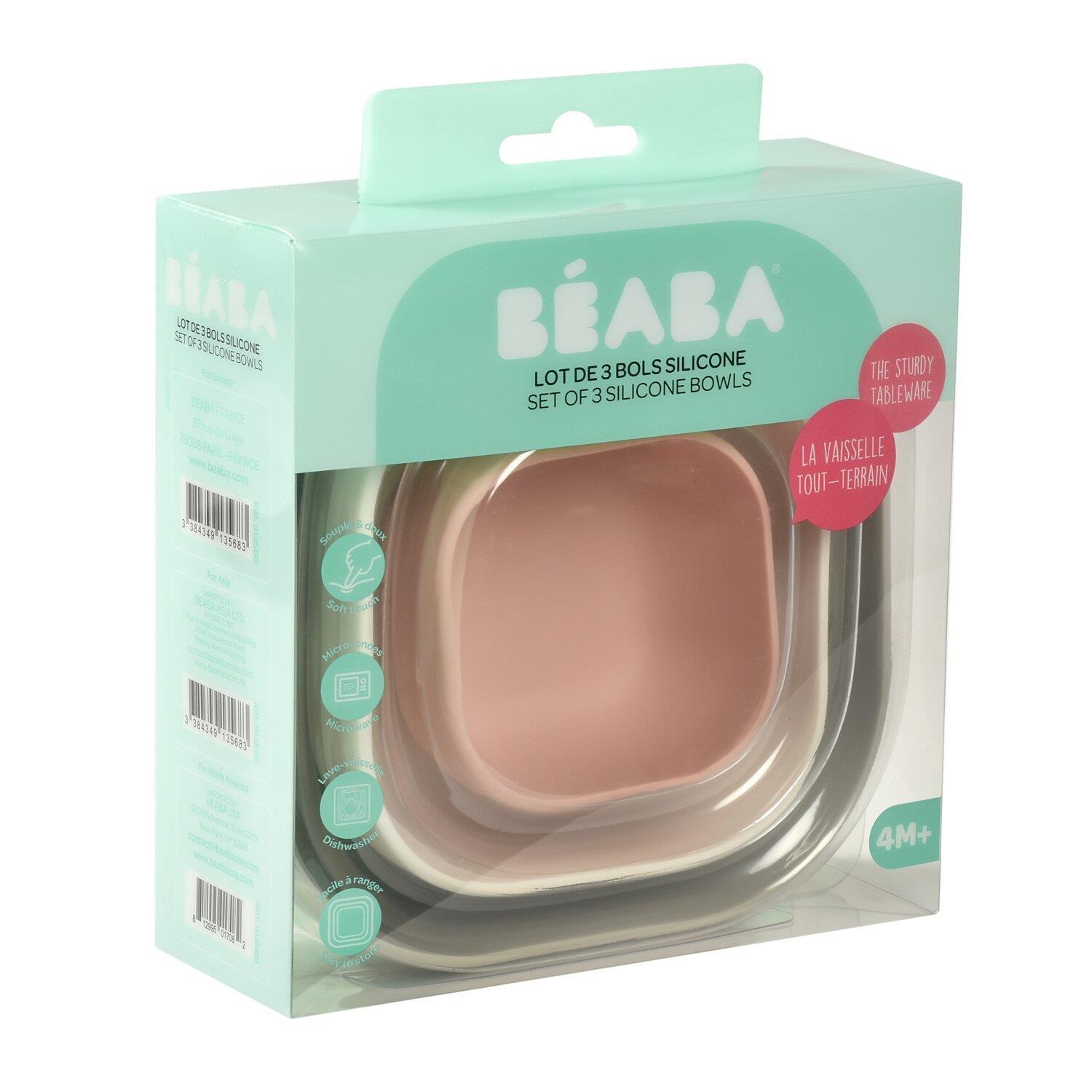 3 Parça Silikon Kase Seti, Velvet grey/Cotton/Dusty rose