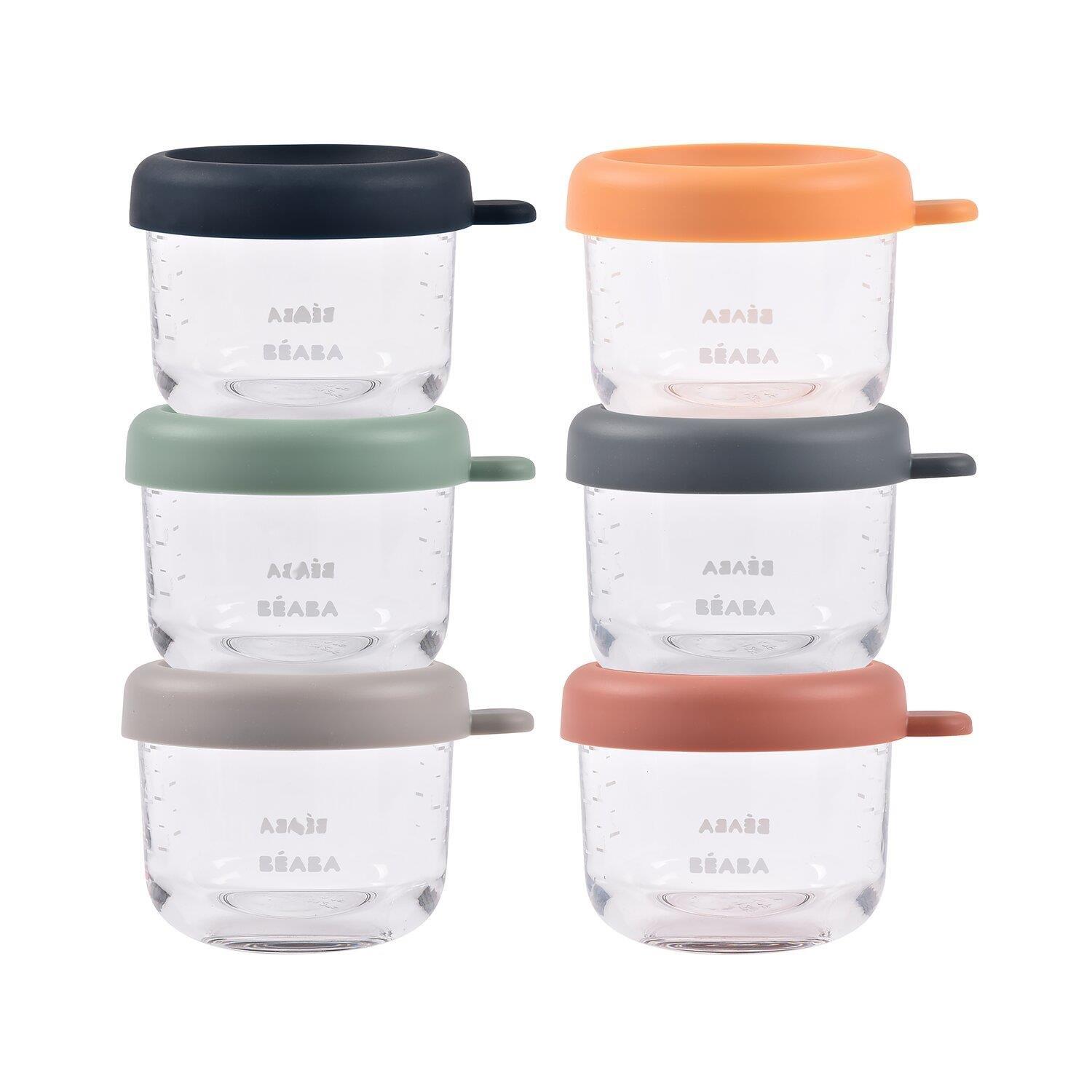 Beaba Bebek cam mama kavanozu 6lı set 150 ml, Sunrise color mix