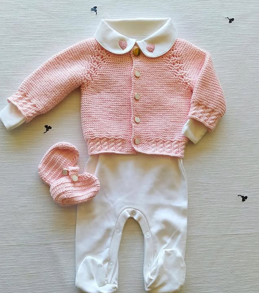 Ceket & Nakışlı Tulum & Patik (Pembe)