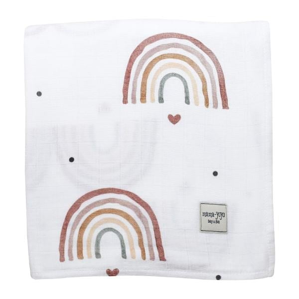 Çok Amaçlı Organik Müslin Örtü - %100 Pamuk Rainbow Rosy- 120X120 CM