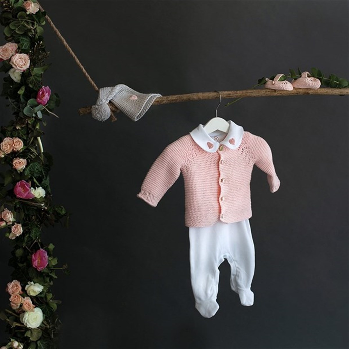 Cunda Ceket Pembe (0-6 ay)