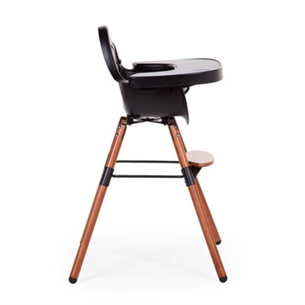 Evolu 2 Mama Sandalyesi Ceviz / Siyah + Ön tepsi ( Silikon Matlı)