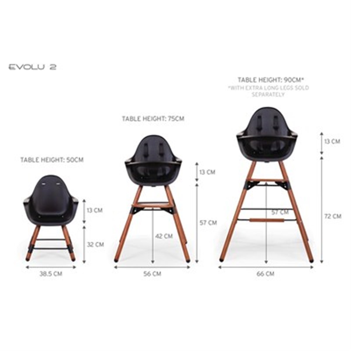 Evolu 2 Mama Sandalyesi Ceviz / Siyah + Ön tepsi ( Silikon Matlı)