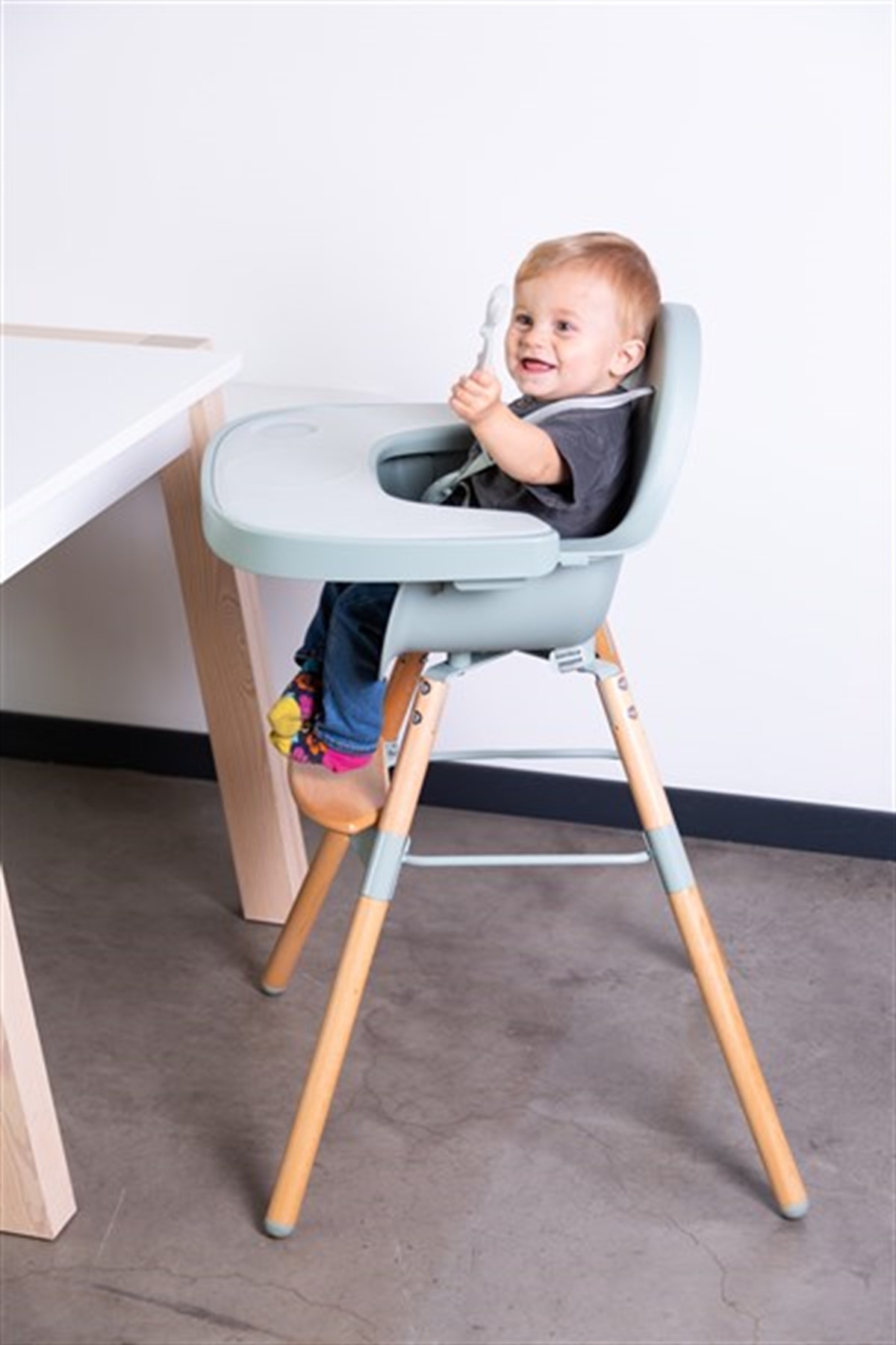 Evolu 2 Mama Sandalyesi Mint + Ön tepsi ( Silikon Matlı)