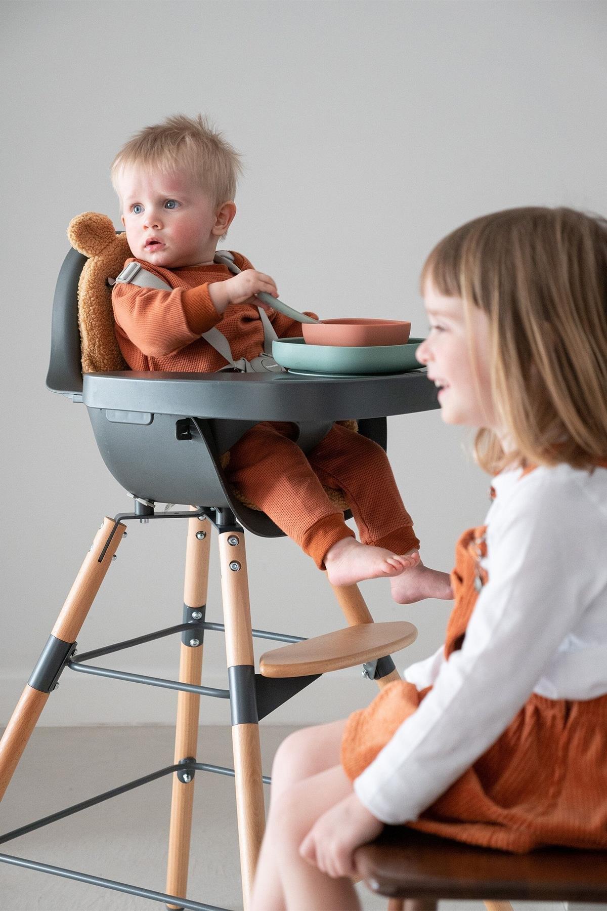 Evolu 2 Mama Sandalyesi, Naturel / Antrasit + Antrasit Tepsi + Silikon Mat