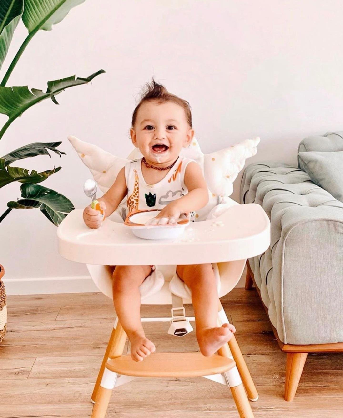 Evolu 2 Mama Sandalyesi, Naturel / Beyaz + Beyaz Tepsi + Silikon Mat