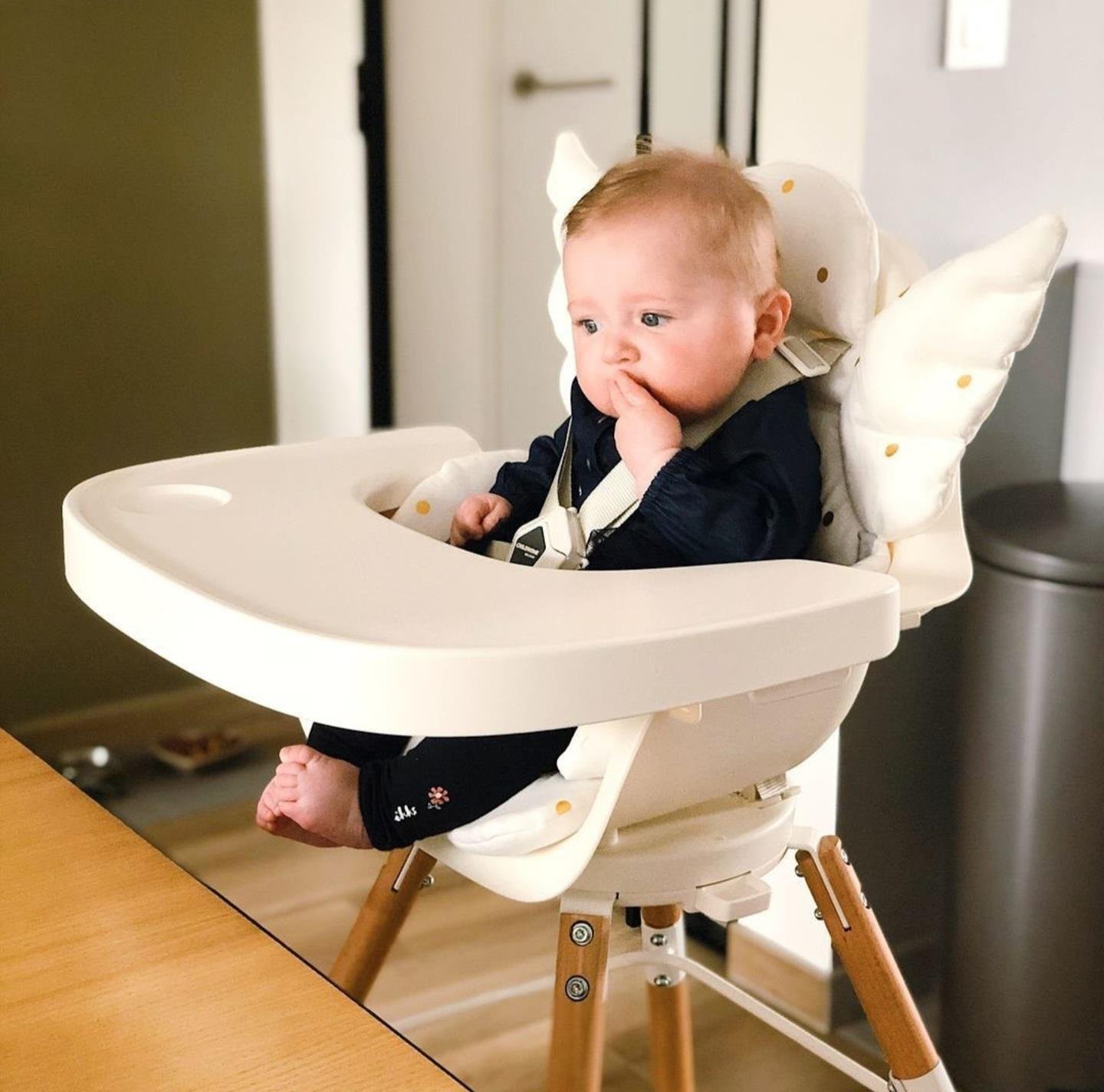 Evolu 2 Mama Sandalyesi, Naturel / Beyaz + Beyaz Tepsi + Silikon Mat