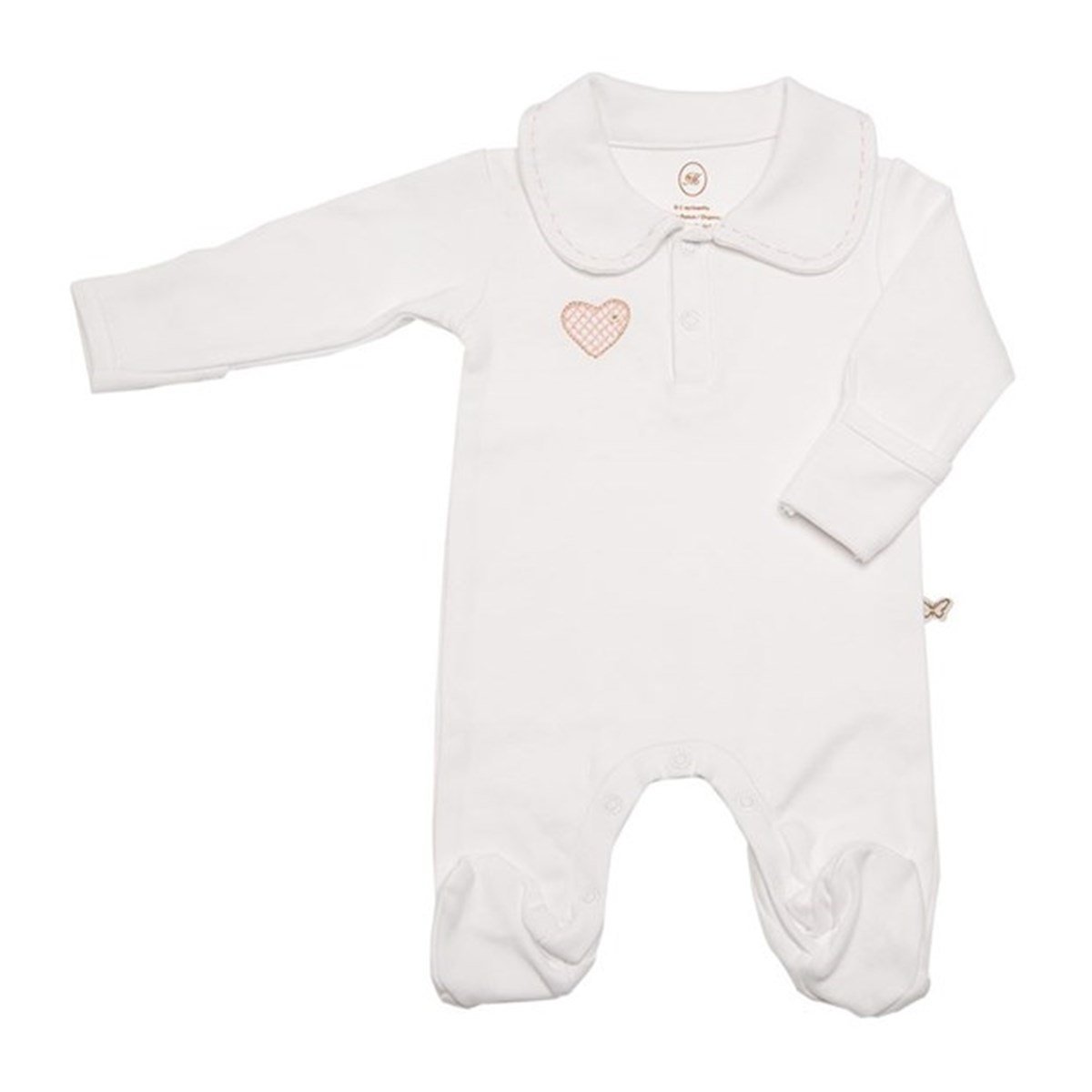 Göğüste Kalp Nakışlı Tulum / Kız (0-3 ay)