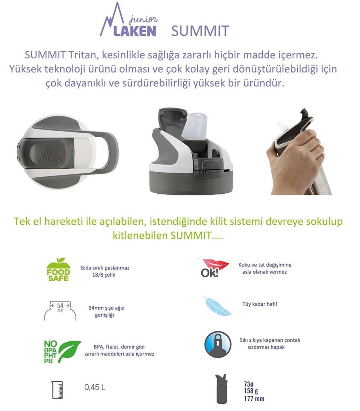 Laken Tritan Summit Şişe 0,45L | Disfraces