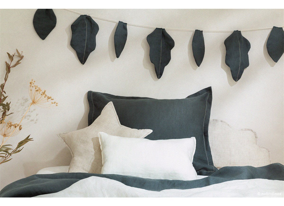 Lin Francais Yaprak Garland,Green Blue