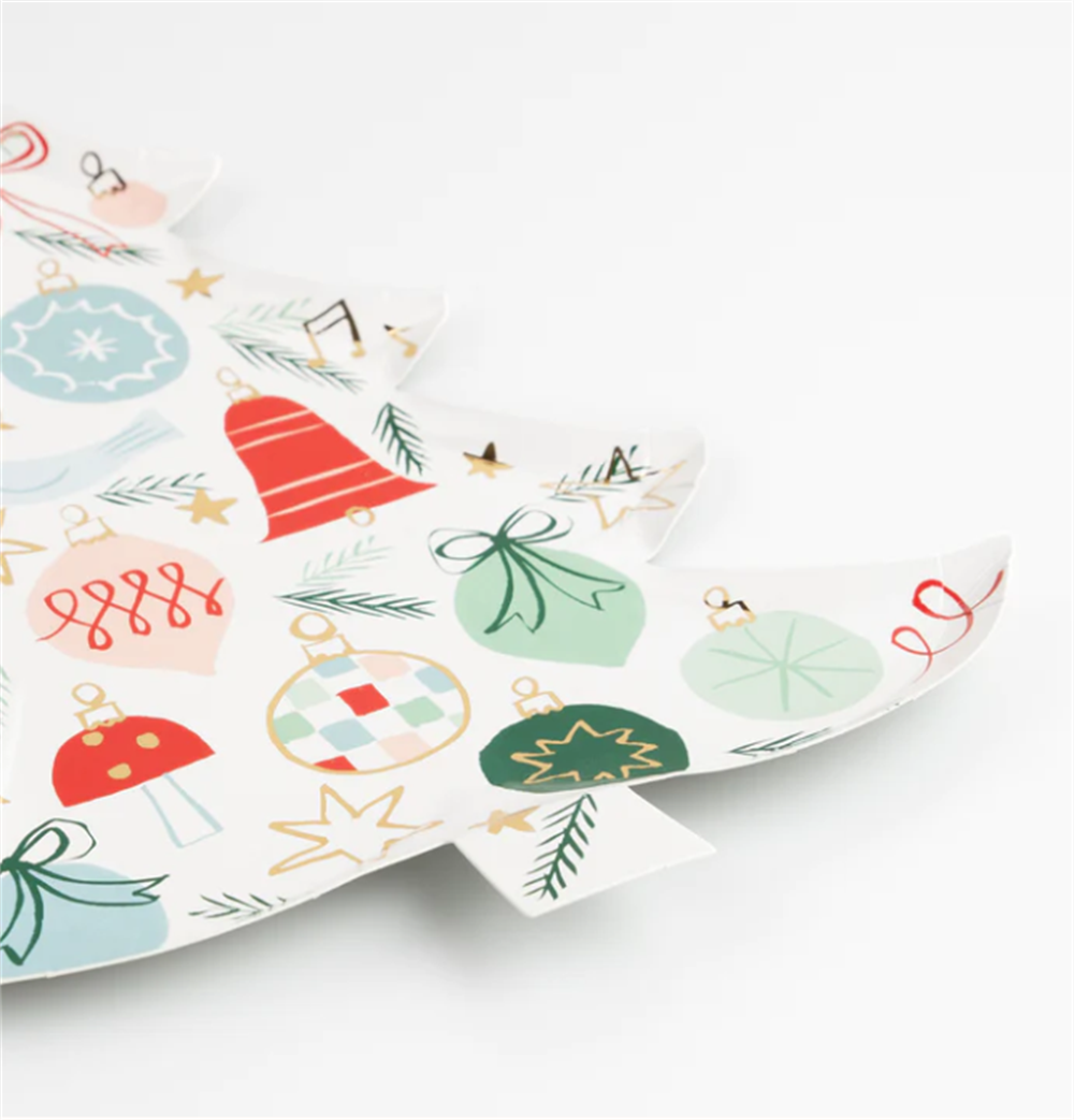 Meri Meri - Festive Pattern Tree Plates - Yeni Yıl Ağacı Tabaklar (8'li)