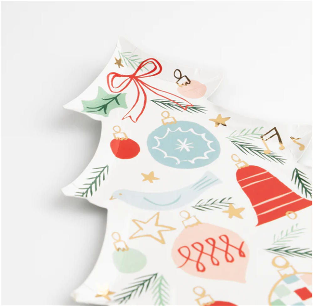 Meri Meri - Festive Pattern Tree Plates - Yeni Yıl Ağacı Tabaklar (8'li)