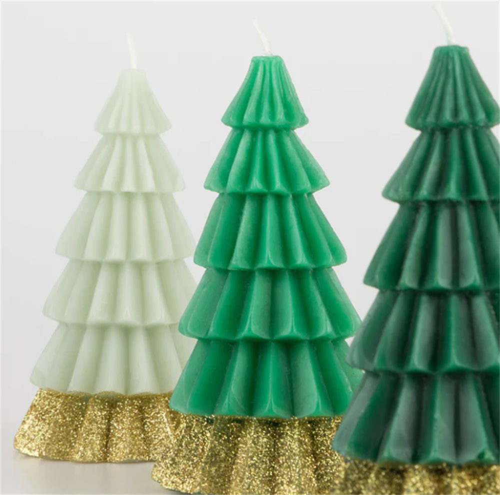 Meri Meri - Green Tree Candles - Yeşil Ağaç Mumlar (3'lü)