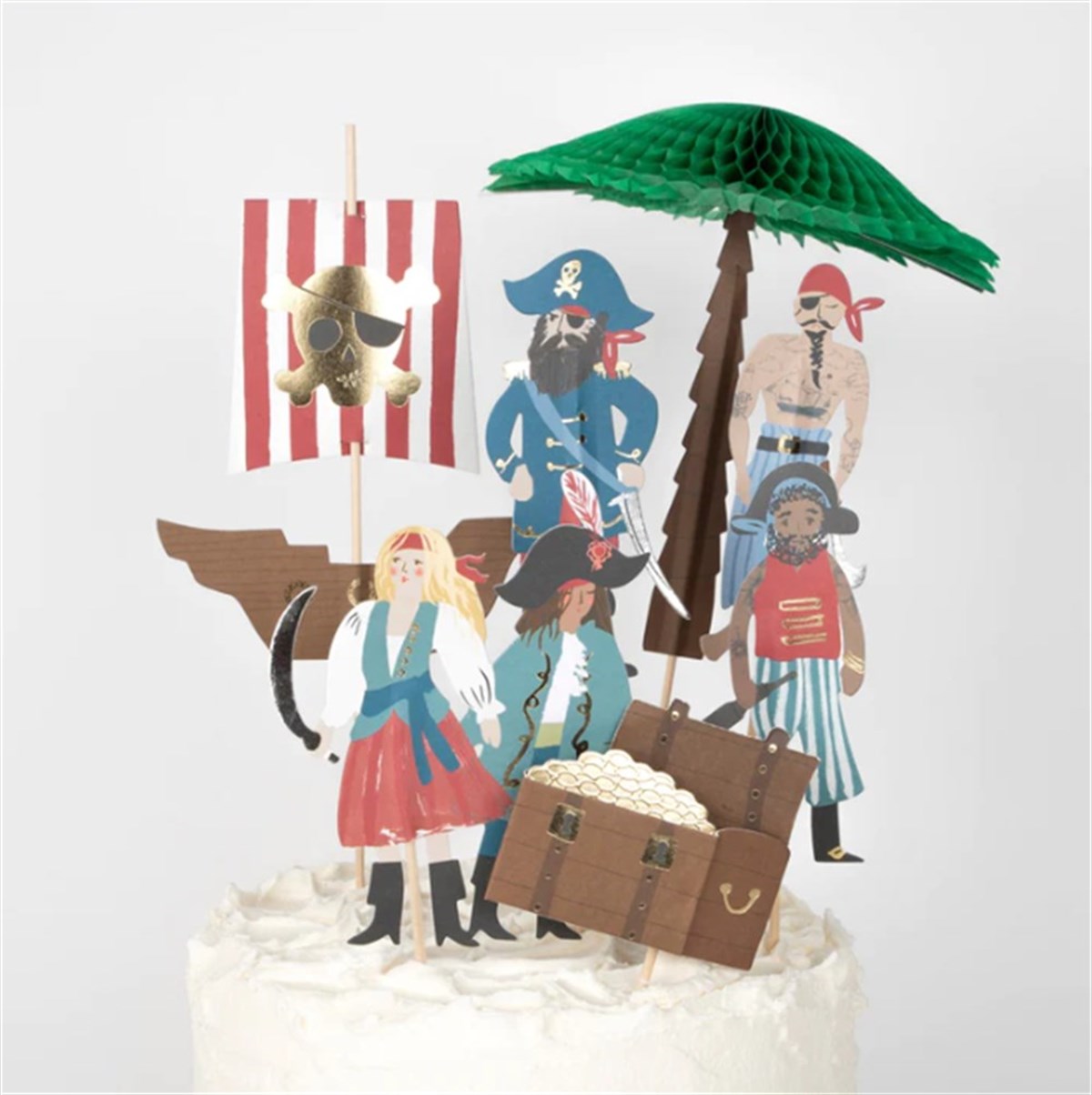 Meri Meri - Pirates & Palm Tree Cake Toppers - Korsanlar & Palmiye Ağacı Pasta Süsü