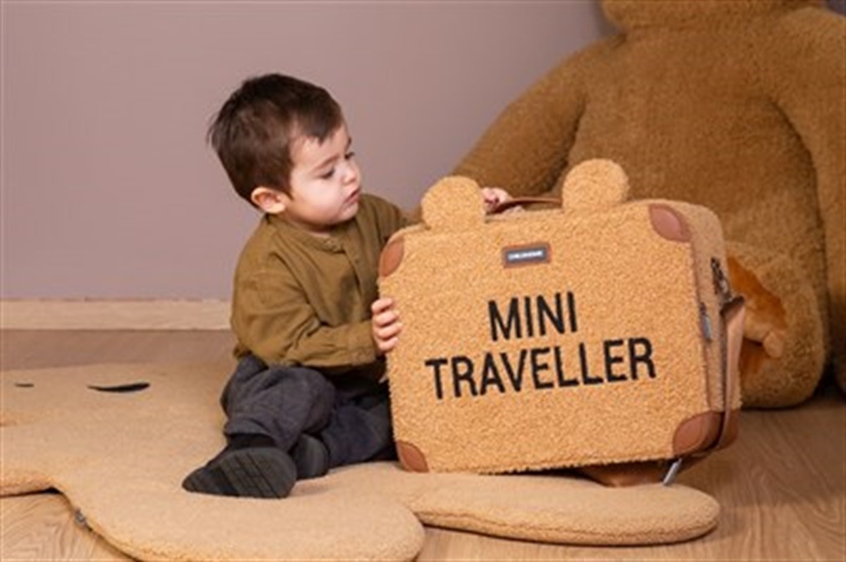 Mini Traveller Valiz Kanvas, Teddy Kahve