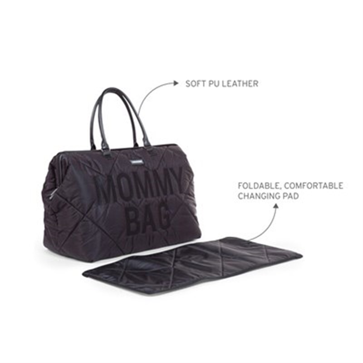 Mommy Bag, Anne Bebek Bakım Çantası Puffy, Siyah