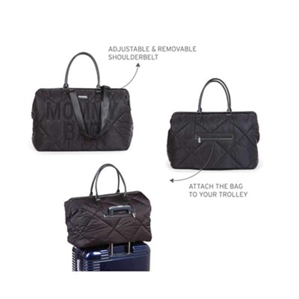 Mommy Bag, Anne Bebek Bakım Çantası Puffy, Siyah