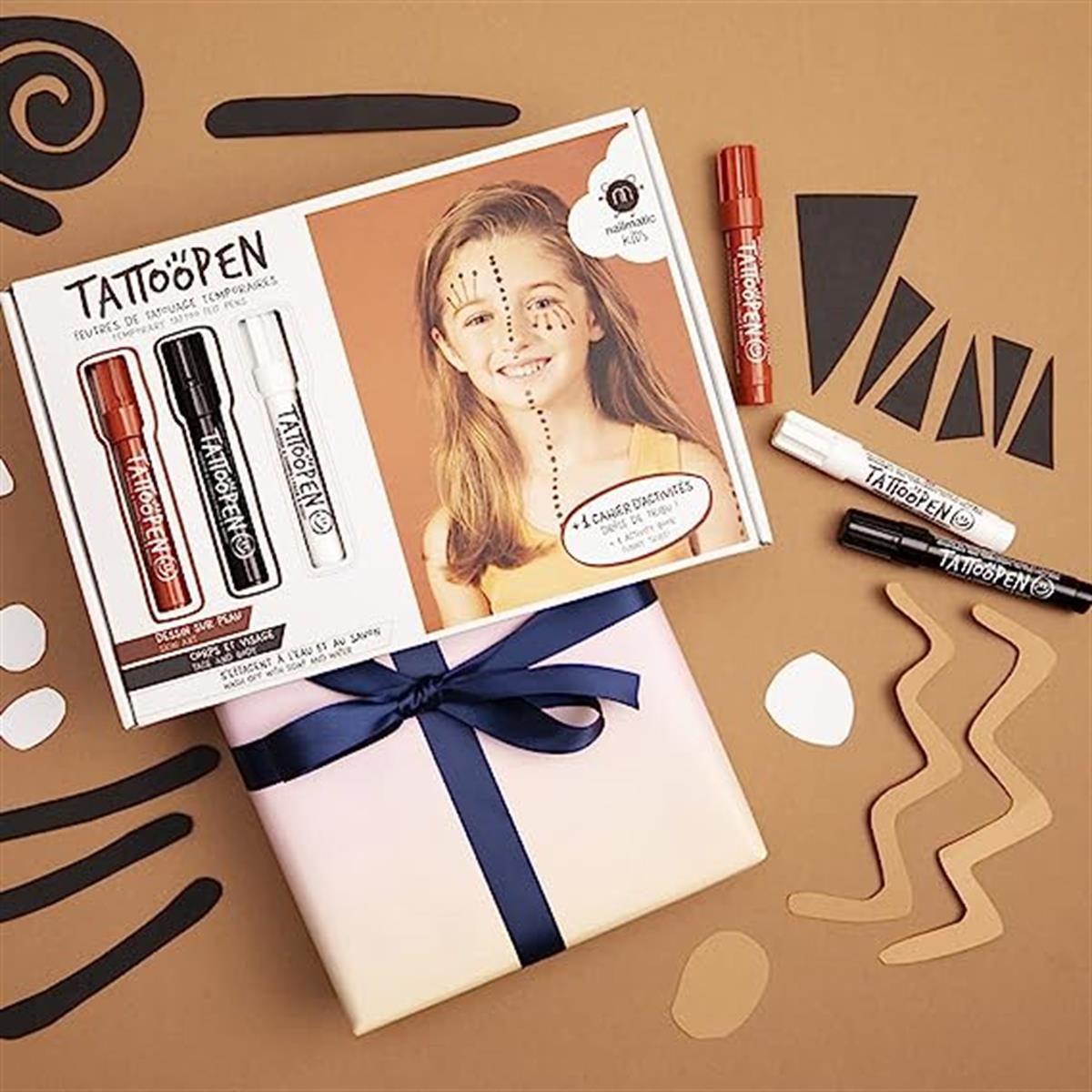 Nailmatic Geçici Dövme Kalem Seti(3 adet) + Aktivite Kitabı// Art - Funny Tribe