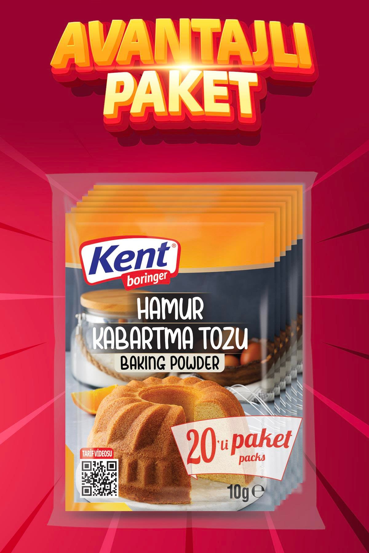Kent Boringer Avantajlı Hamur Kabartma Tozu 10gr - 20'li - 12paket