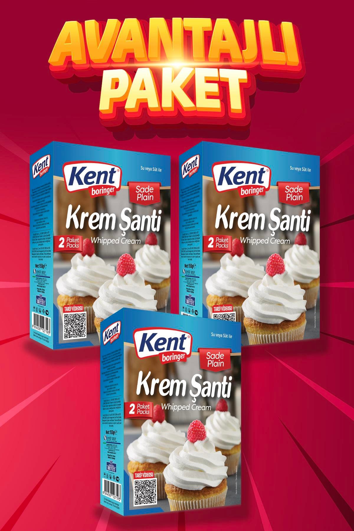 Kent Boringer Avantajlı Paket 3 lü Krem Şanti