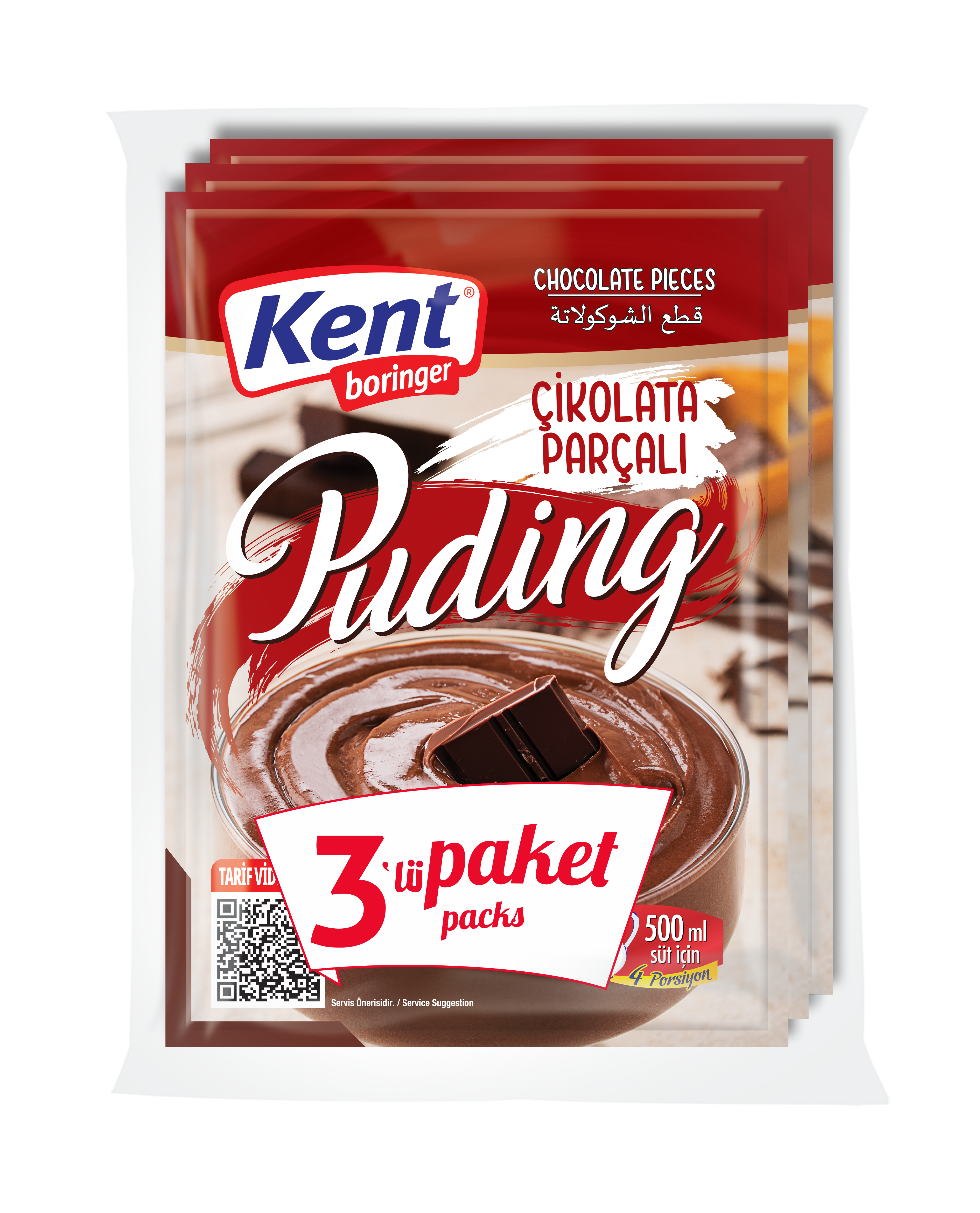 Kent Boringer Çikolata Parçalı Puding 115g*3 adet