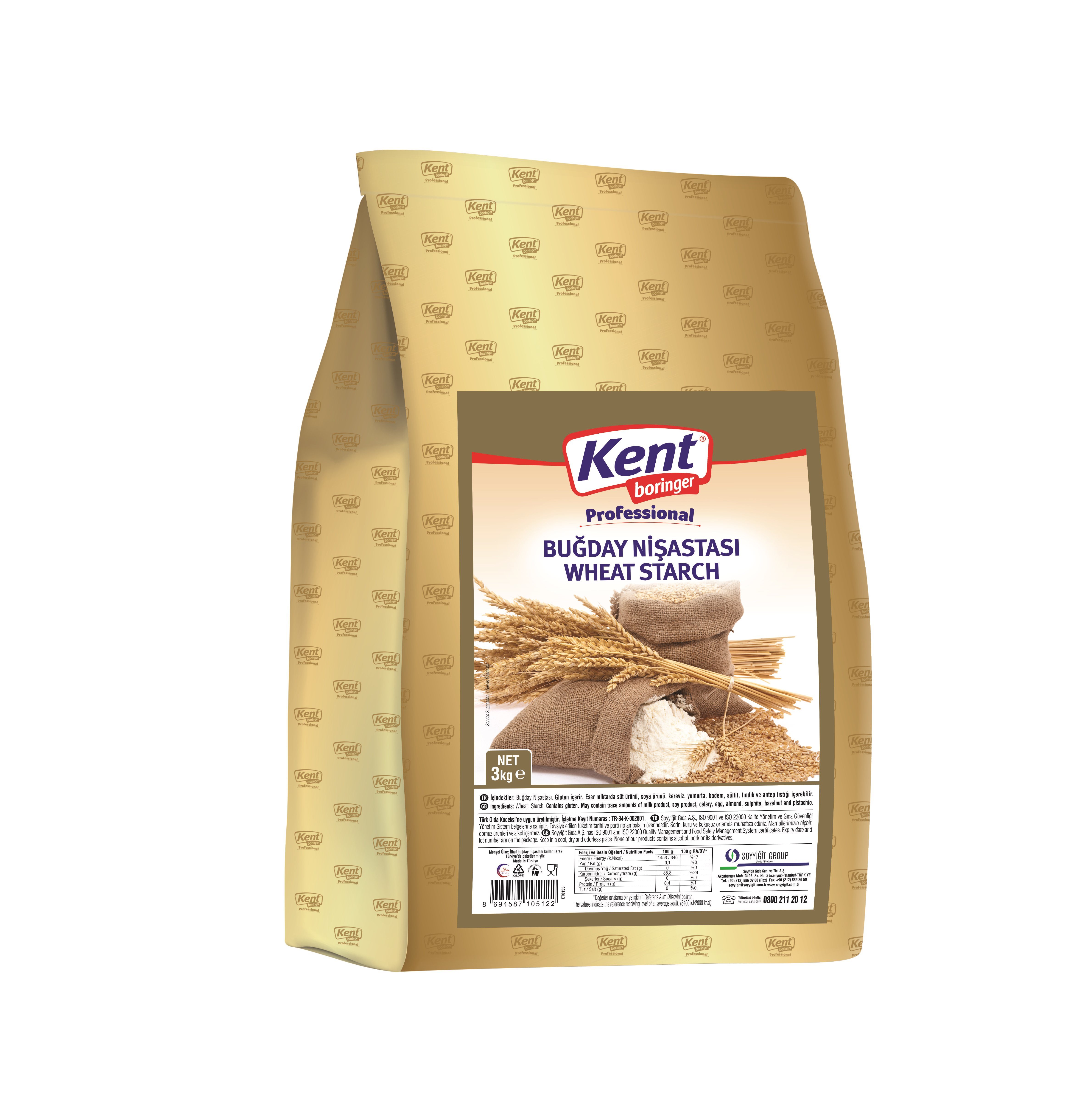 Kent Boringer  Professional Buğday Nişastası 3 Kg