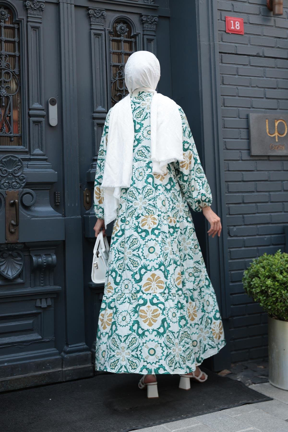 Anadolu Esintisi Desen Elbise  Yeşil