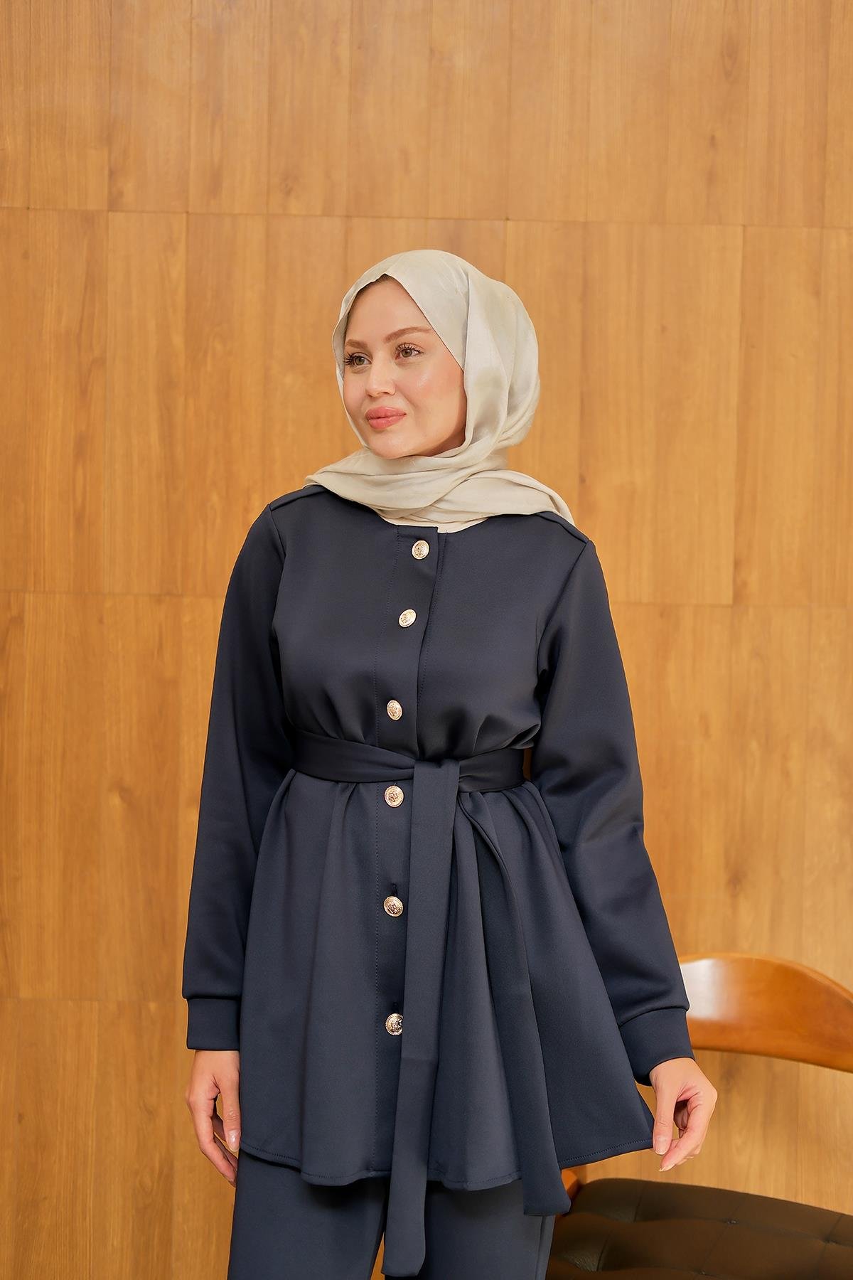 Apoletli Kemerli İkili Takım Lacivert