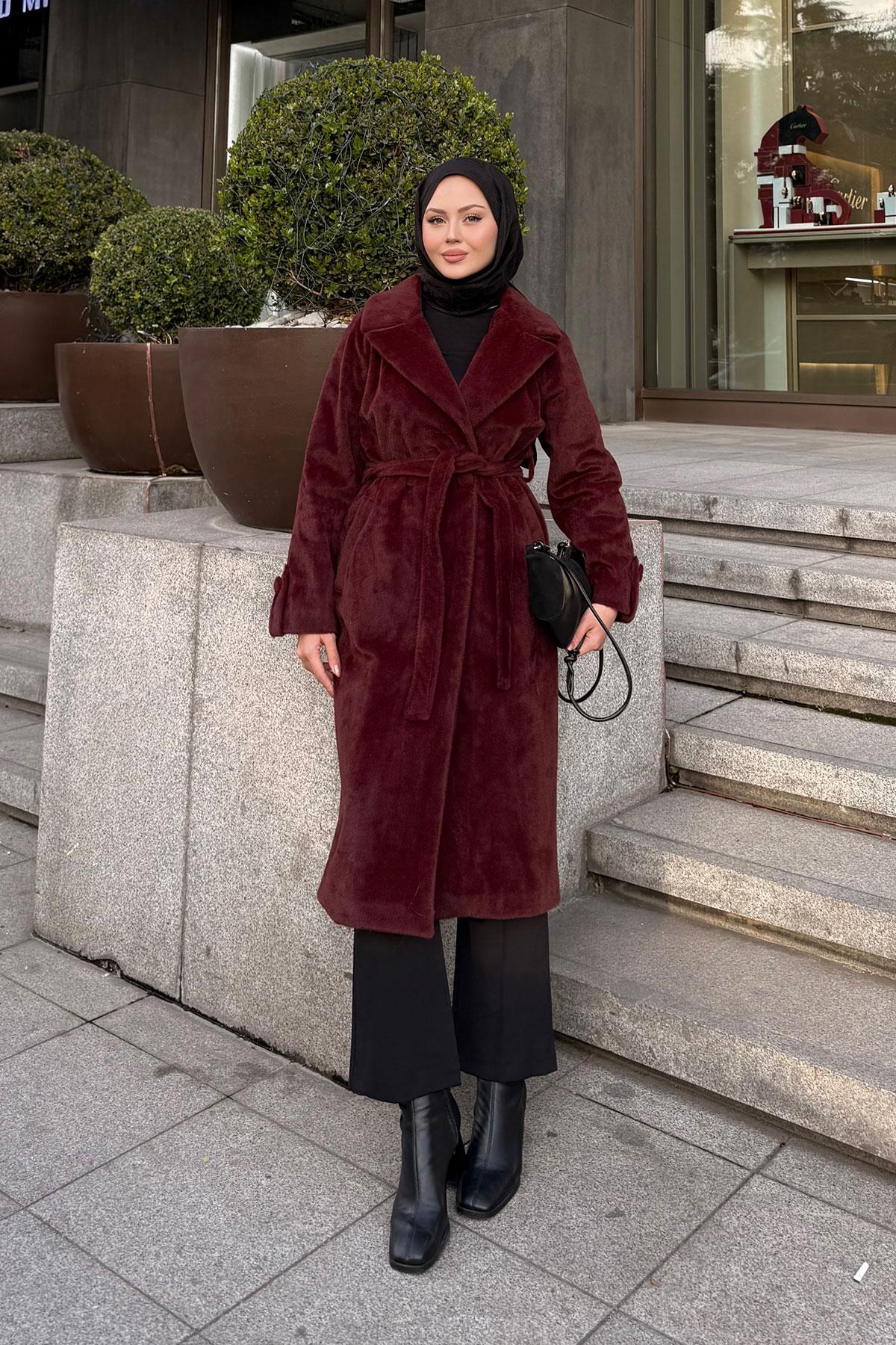 Apoletli Uzun Kaban Bordo