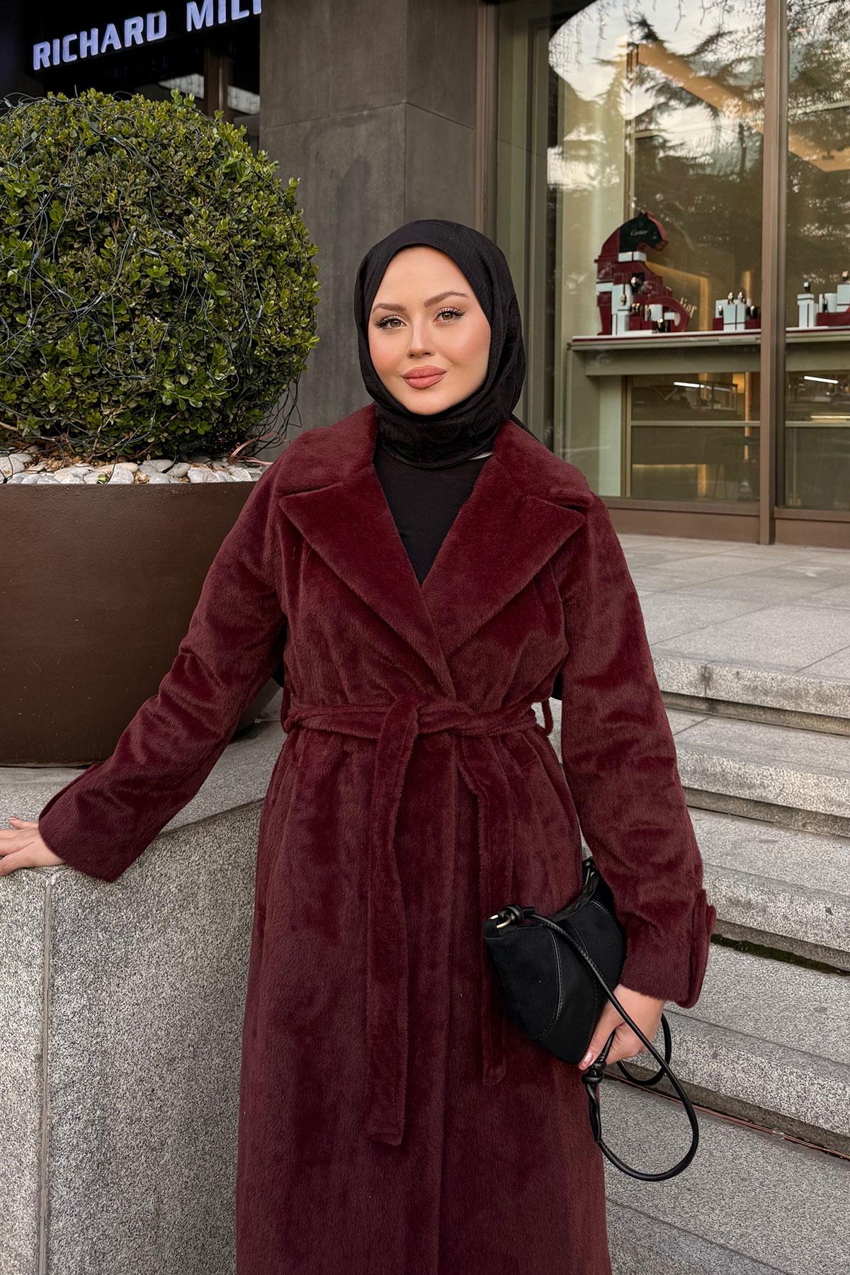 Apoletli Uzun Kaban Bordo