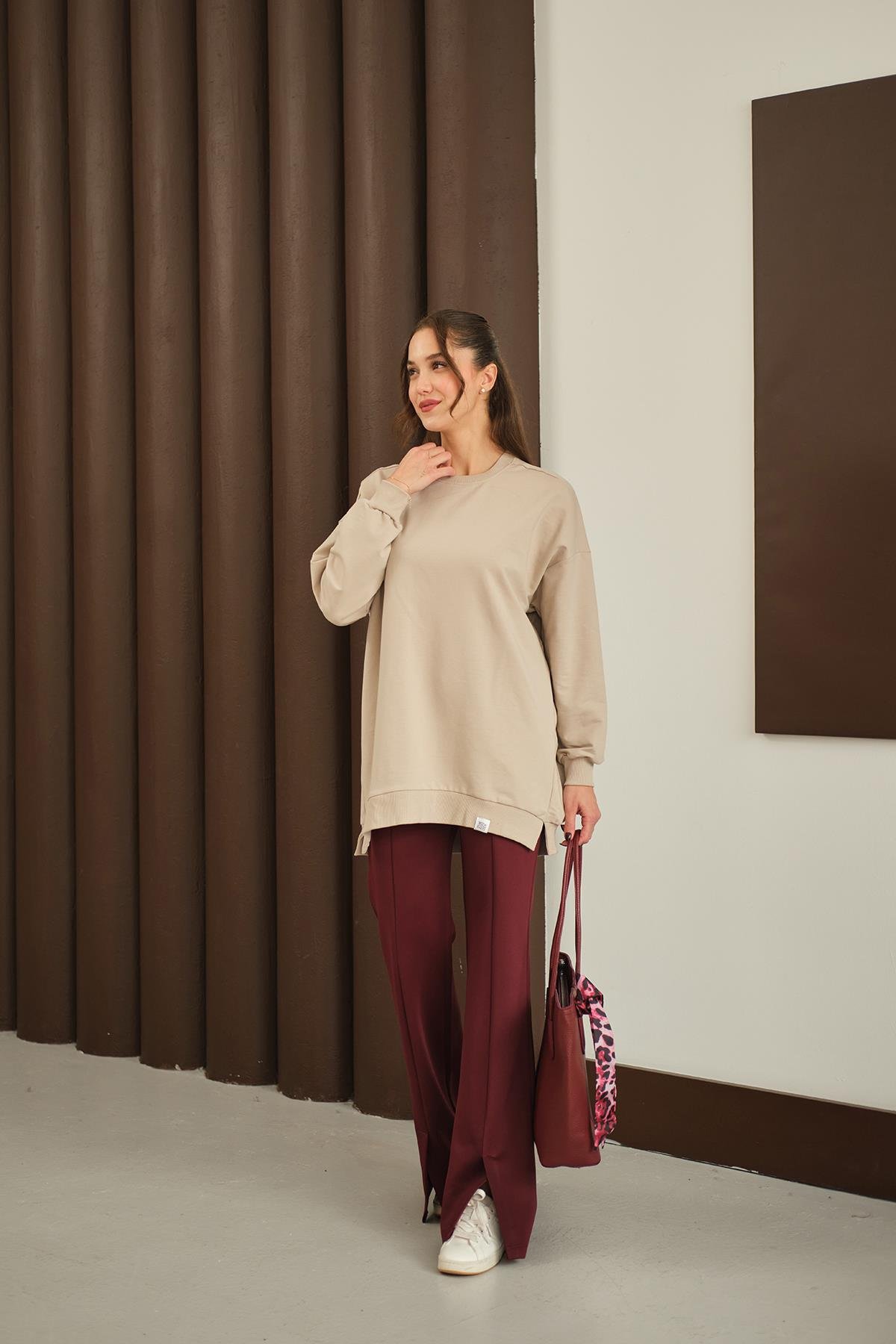 Arma Detay Oversize Tunik Krem