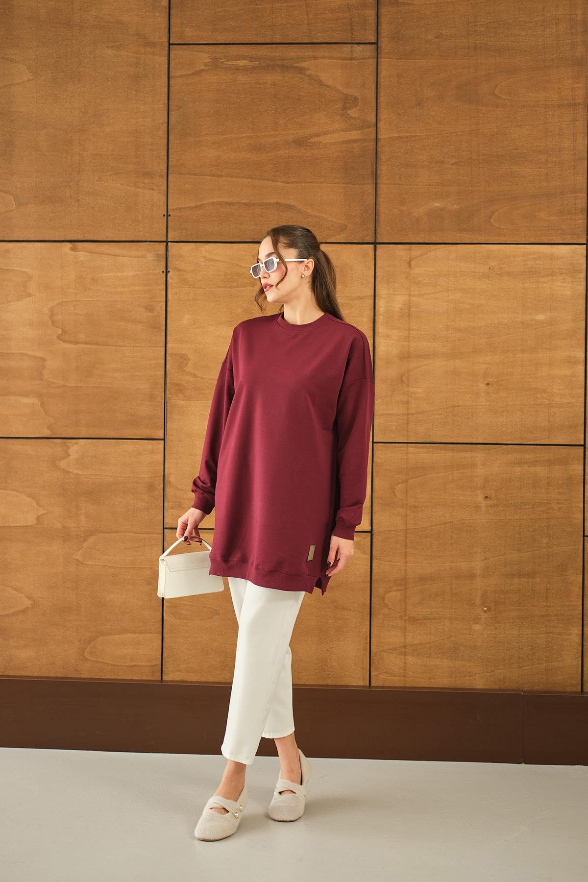 Arma Detay Salaş Tunik Bordo