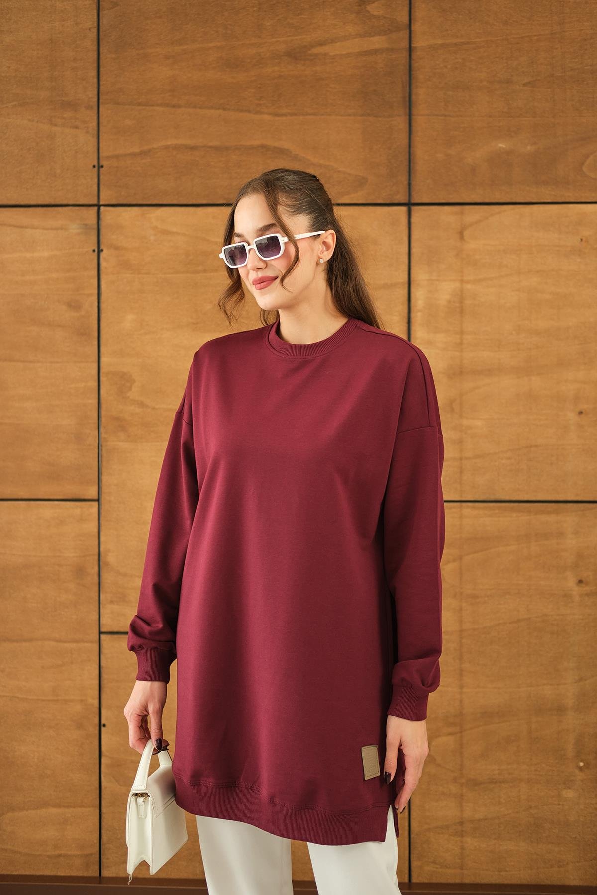 Arma Detay Salaş Tunik Bordo