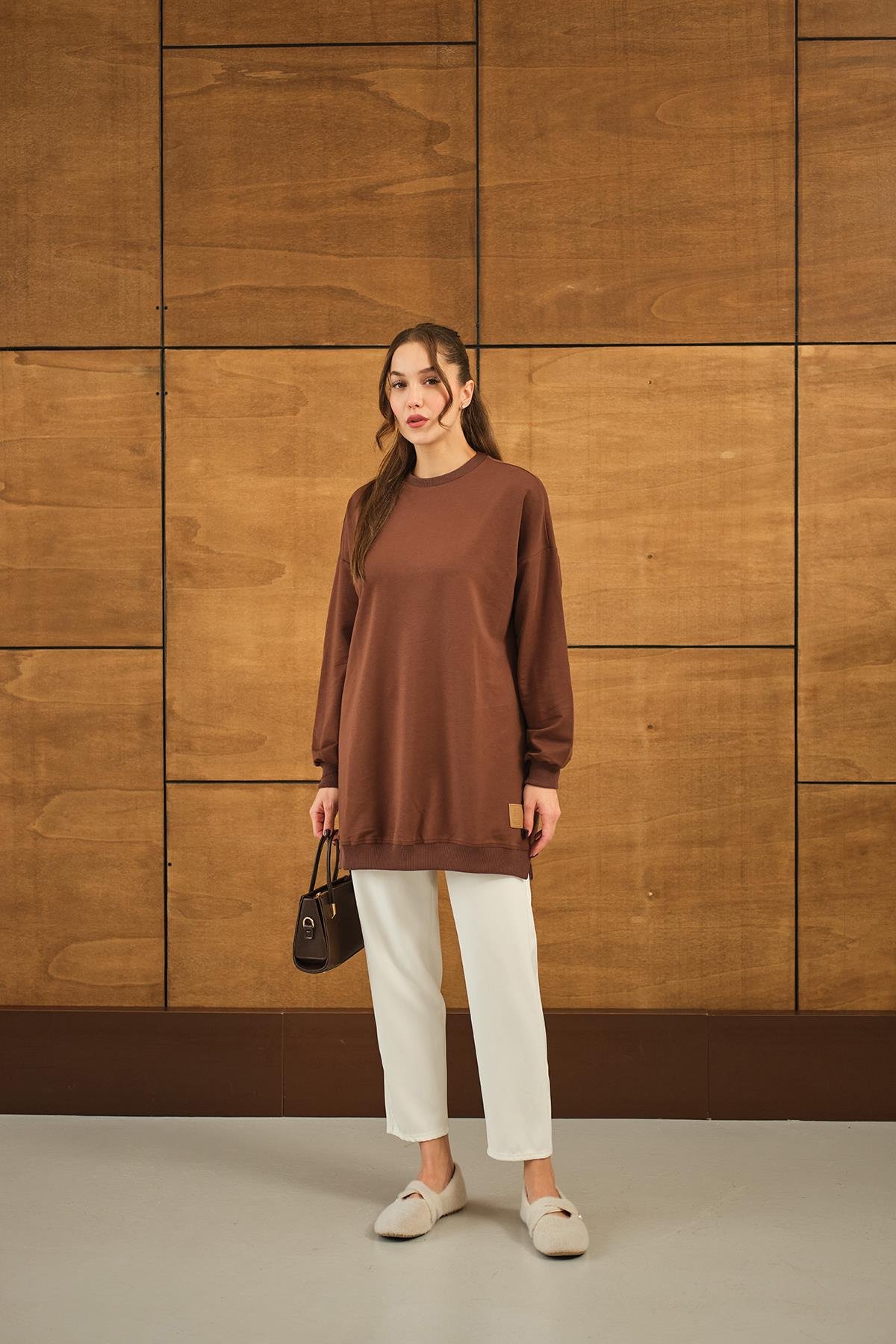 Arma Detay Salaş Tunik Kahverengi