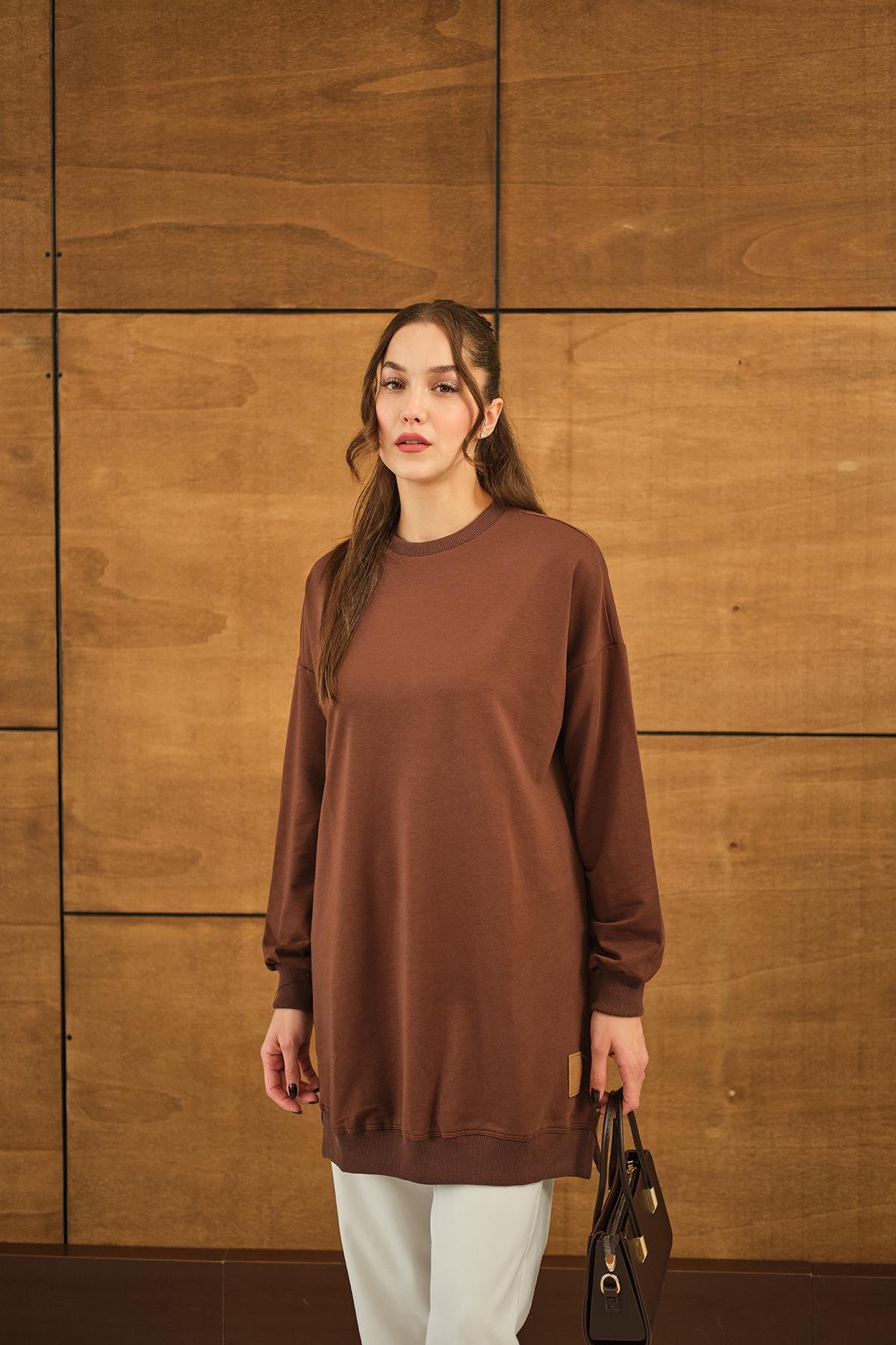 Arma Detay Salaş Tunik Kahverengi