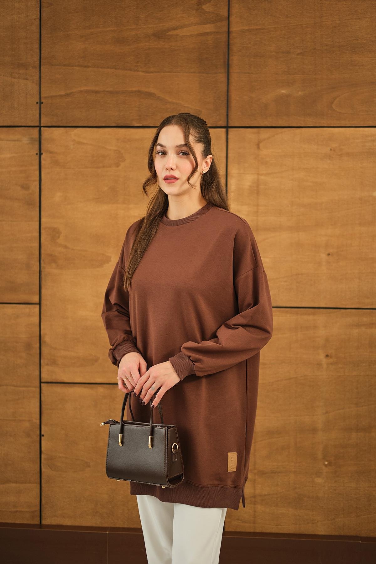 Arma Detay Salaş Tunik Kahverengi