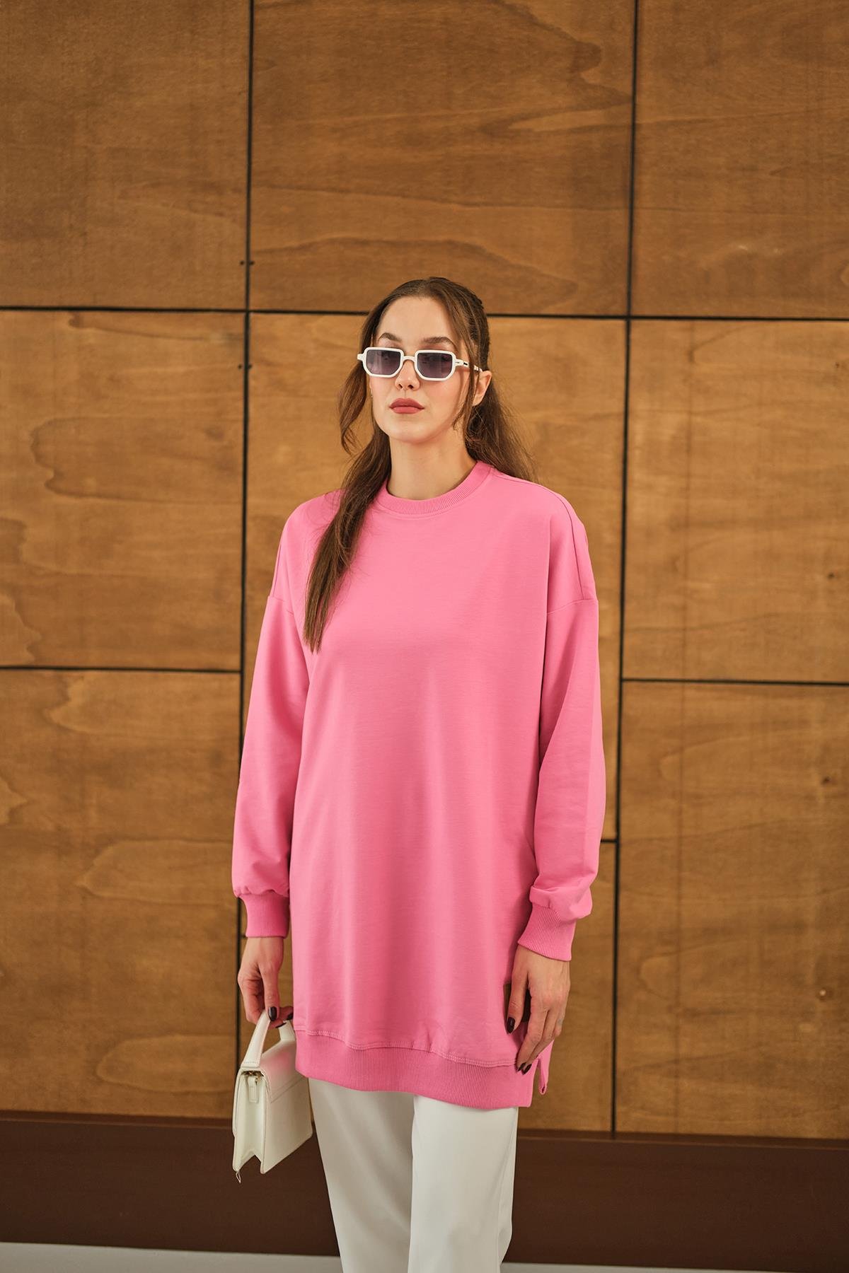 Arma Detay Salaş Tunik Pembe
