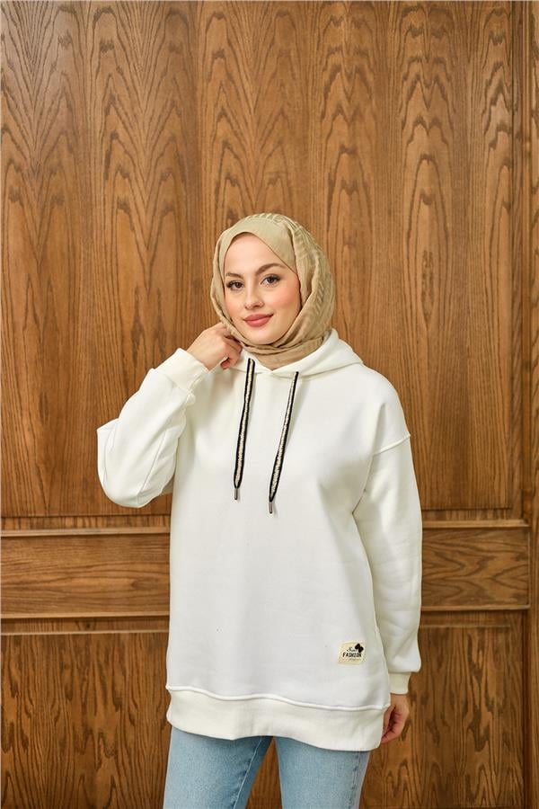 Arma Detay Sweat Beyaz